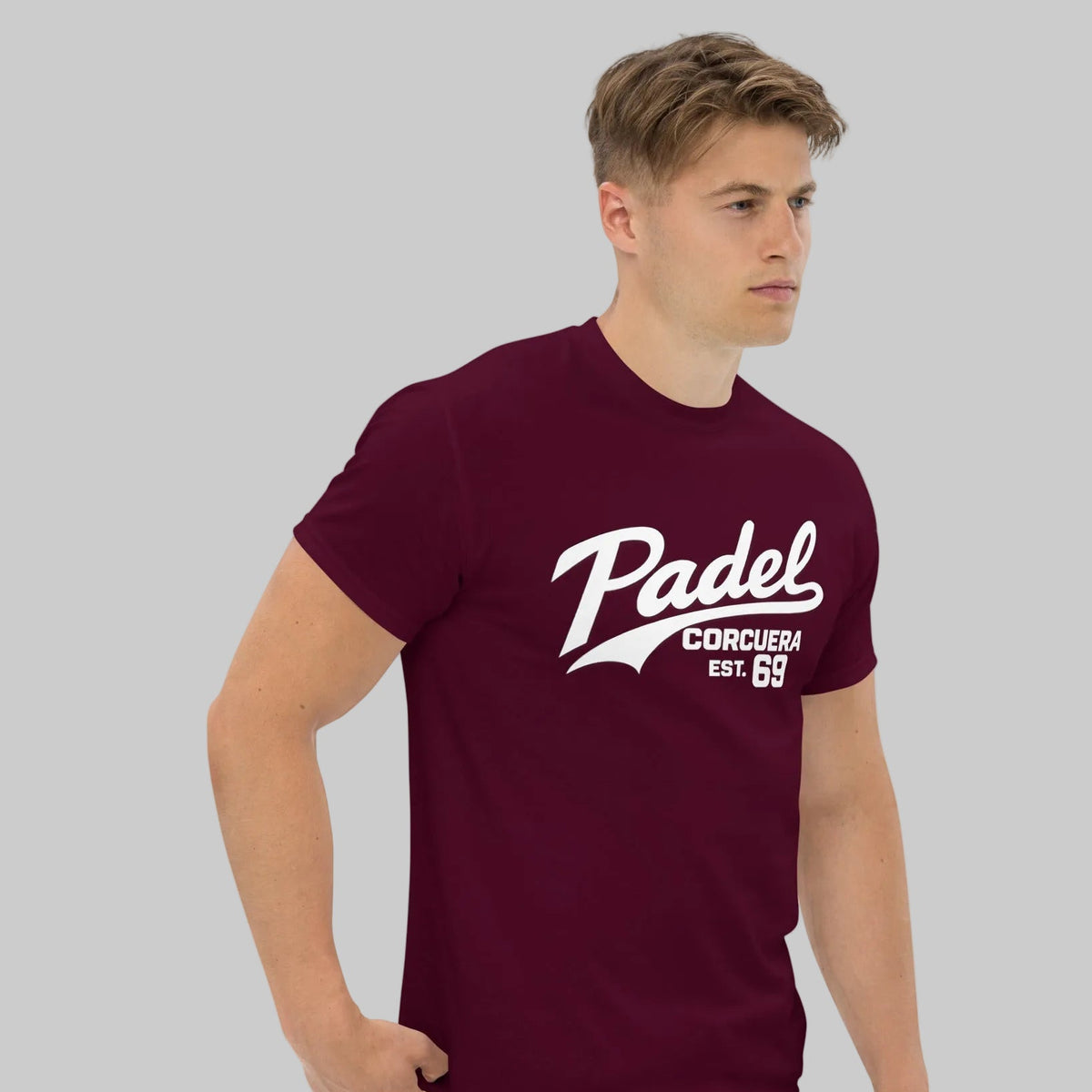 Autograph Originals 1969 Retro Padel T-Shirt – navy unisex heritage padel tee, detail | Corcuera Padel Club