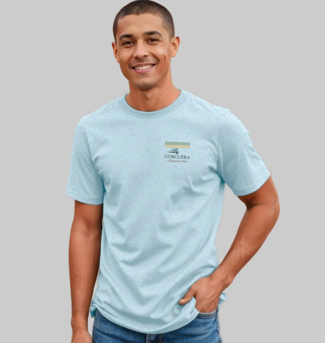 Heritage Acapulco 1969 Organic Luxury Padel T-Shirt worn by player on padel court