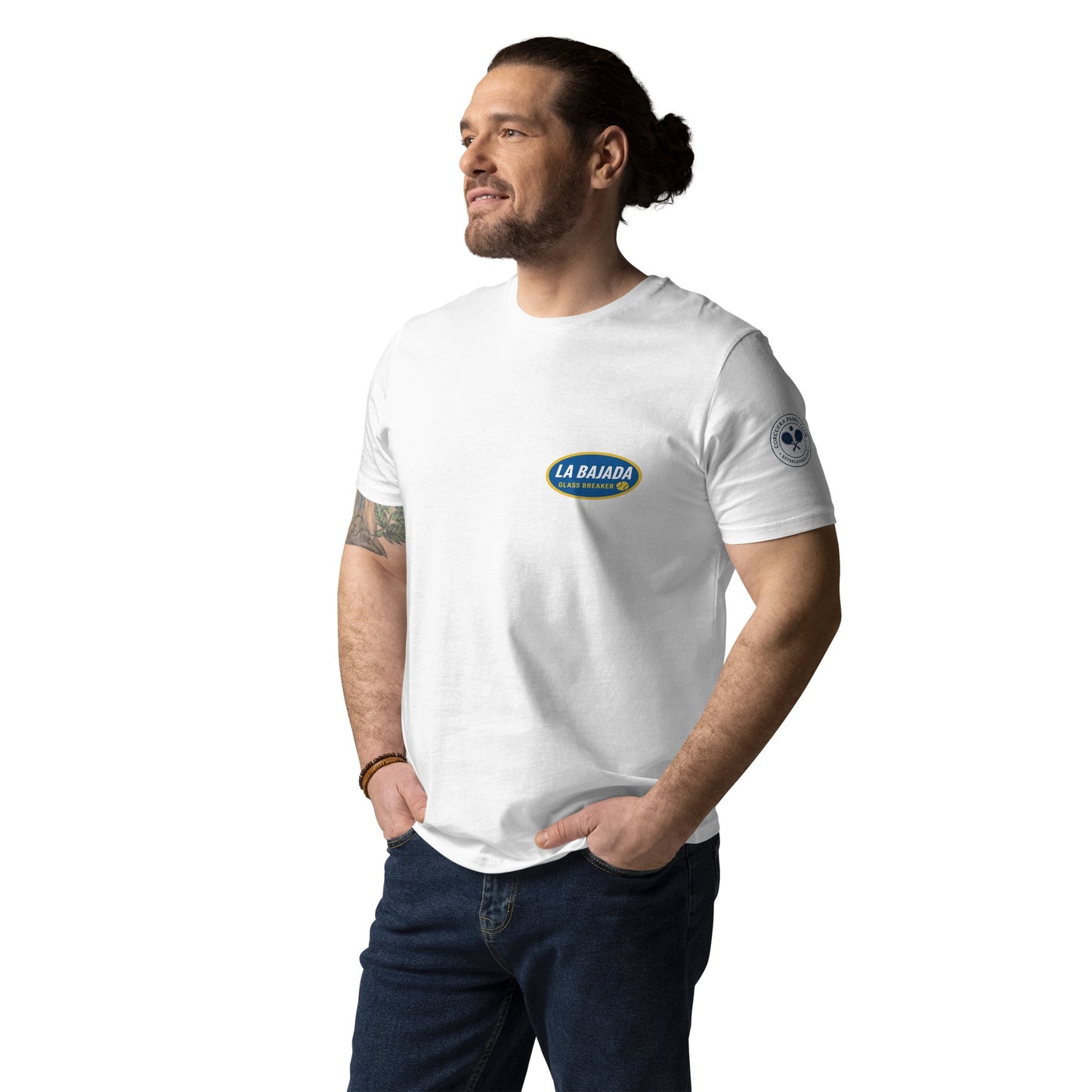 La Bajada Padel T-Shirt World Tour Edition – unisex padel t-shirt, flat lay | Corcuera Padel Club