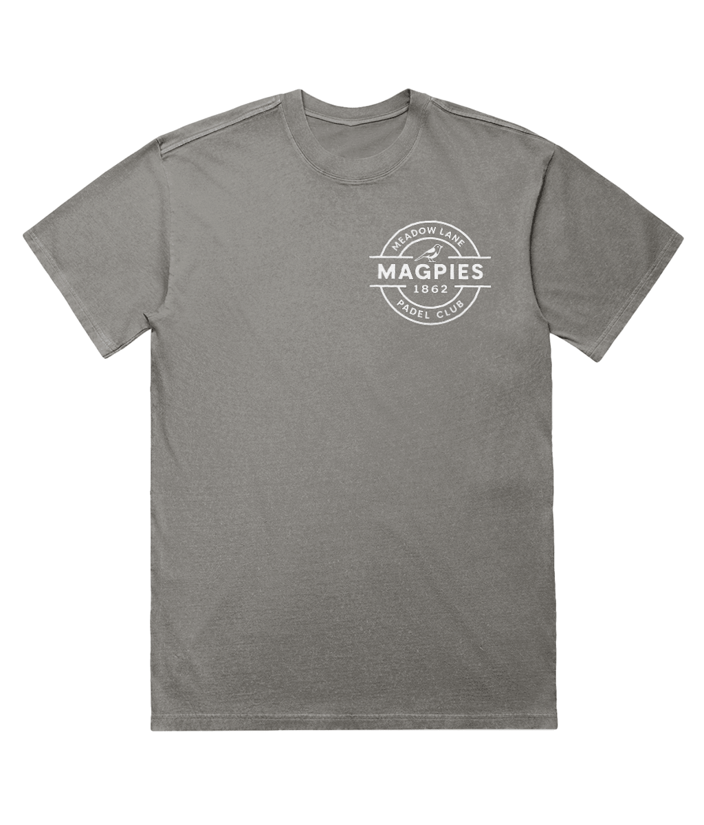 Notts Magpies Padel Club Faded T-Shirt – unisex faded padel tee, back | Corcuera Padel Club
