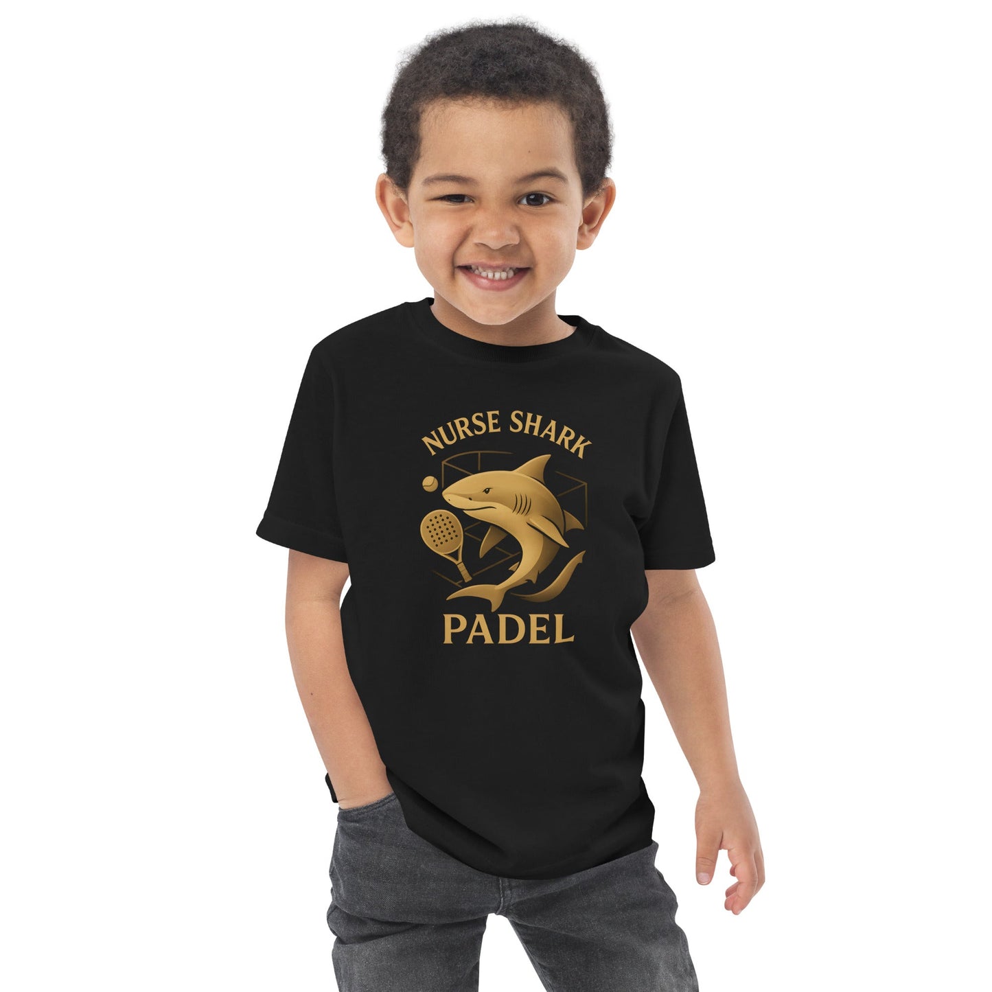 Nurse Shark Padel Toddler T-Shirt – kids' padel tee, flat lay | Corcuera Padel Club