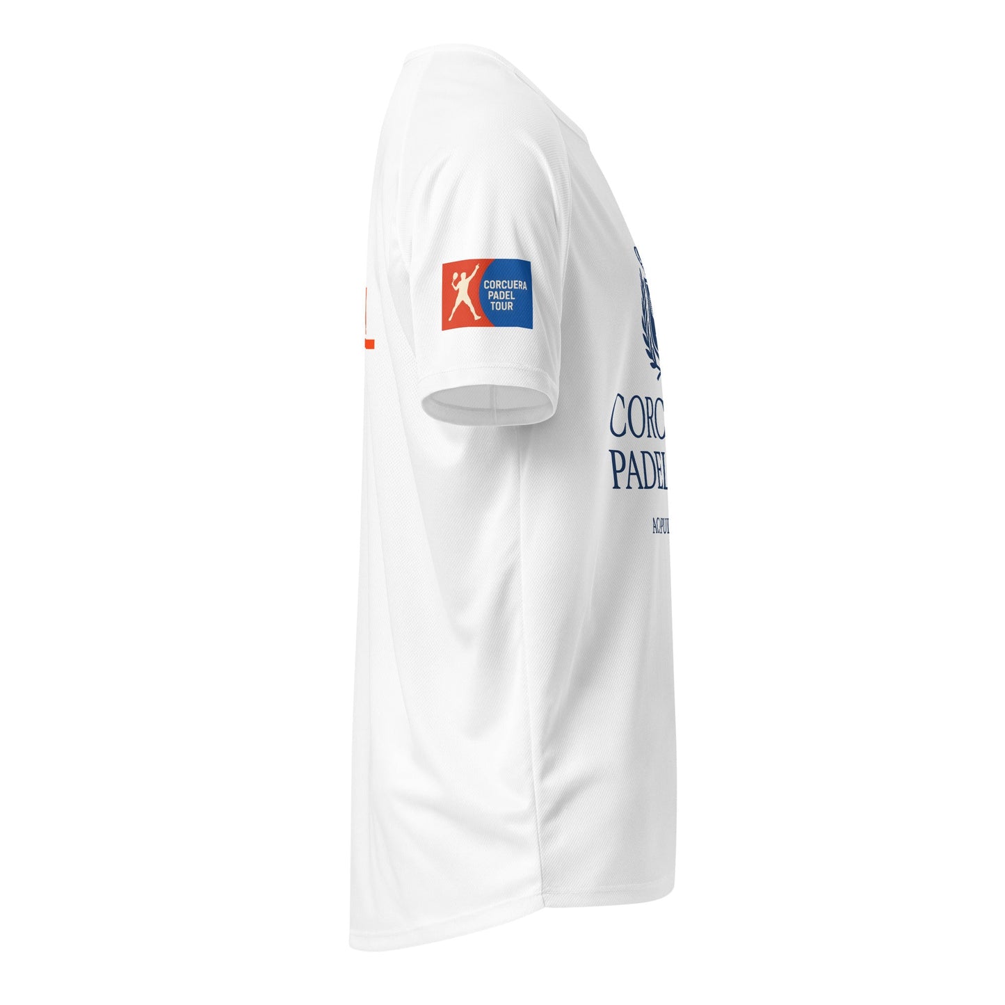 Pure Padel Coaches T-Shirt – unisex padel coaching tee, close-up | Corcuera Padel Club