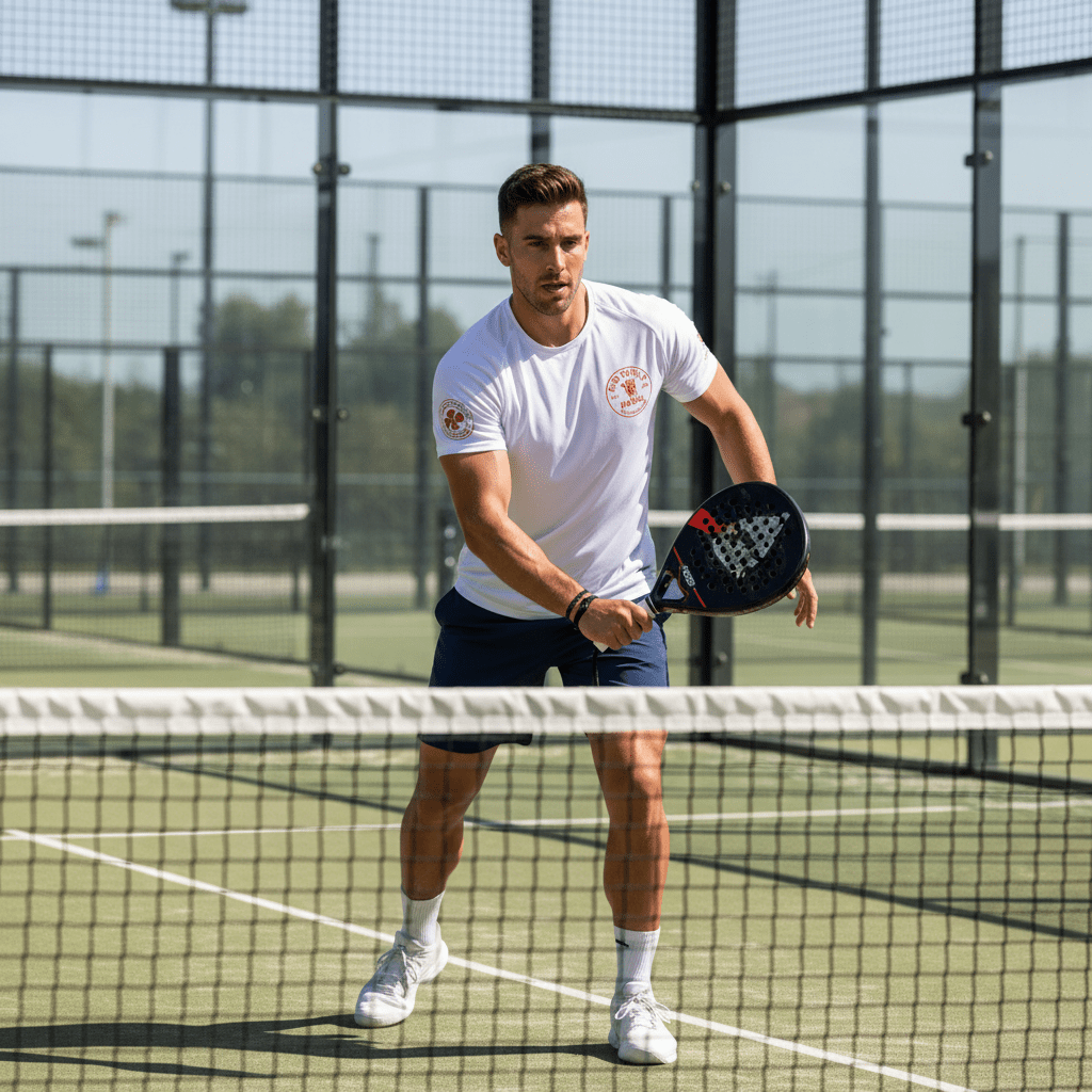 Red Devils Old Trafford Padel Club Player Shirt – unisex padel jersey, flat lay | Corcuera Padel Club