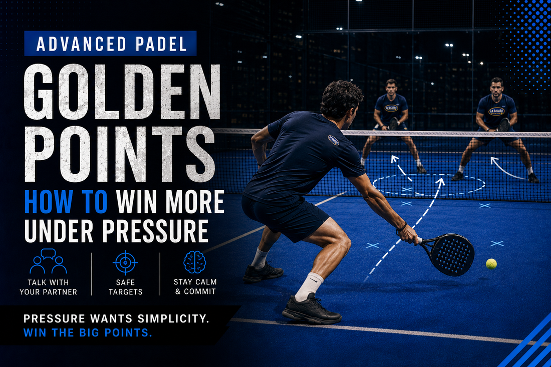 A padel player winning a golden point at the net