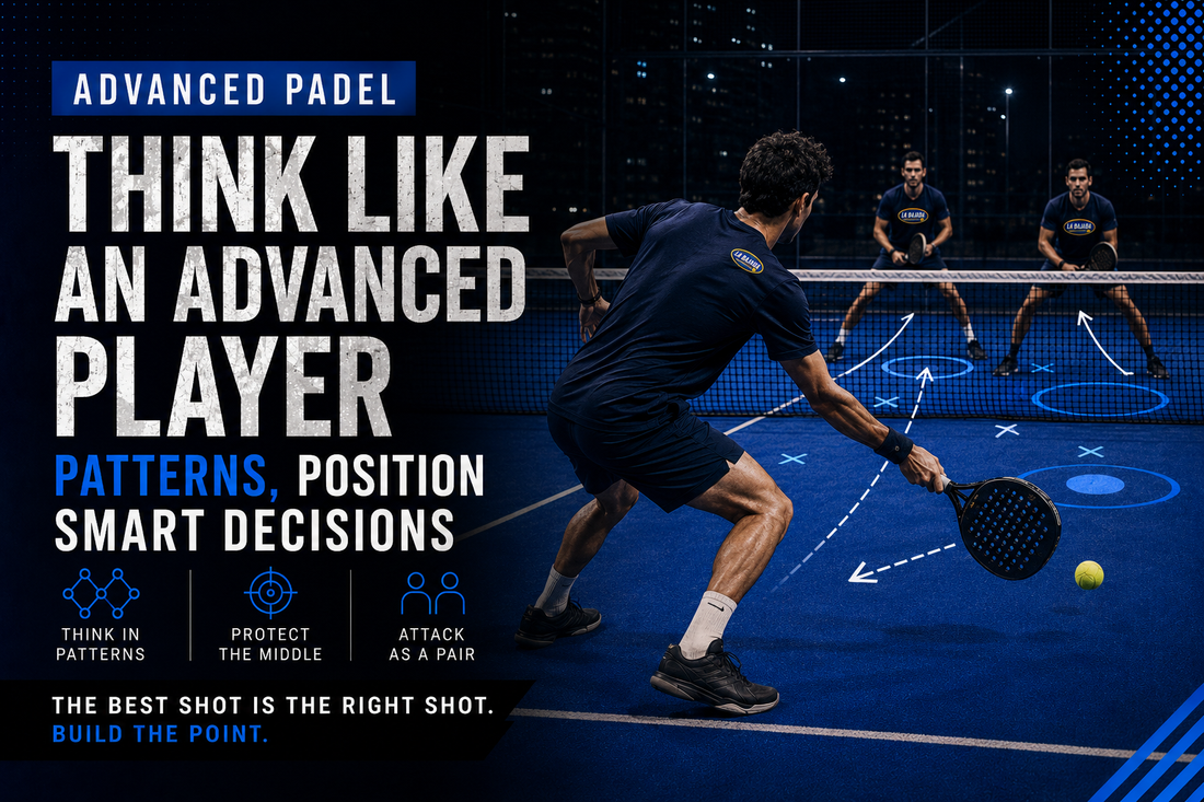 An advanced padel player reading the court and anticipating the next shot