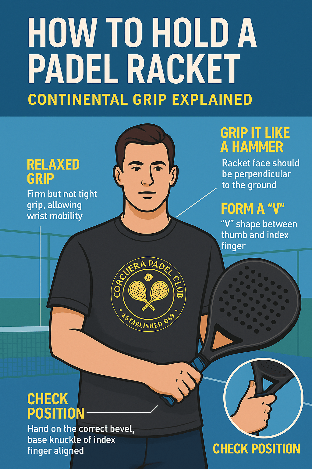 How to Hold a Padel Racket: Continental Grip Explained for Beginners & Pros - Corcuera Padel Club