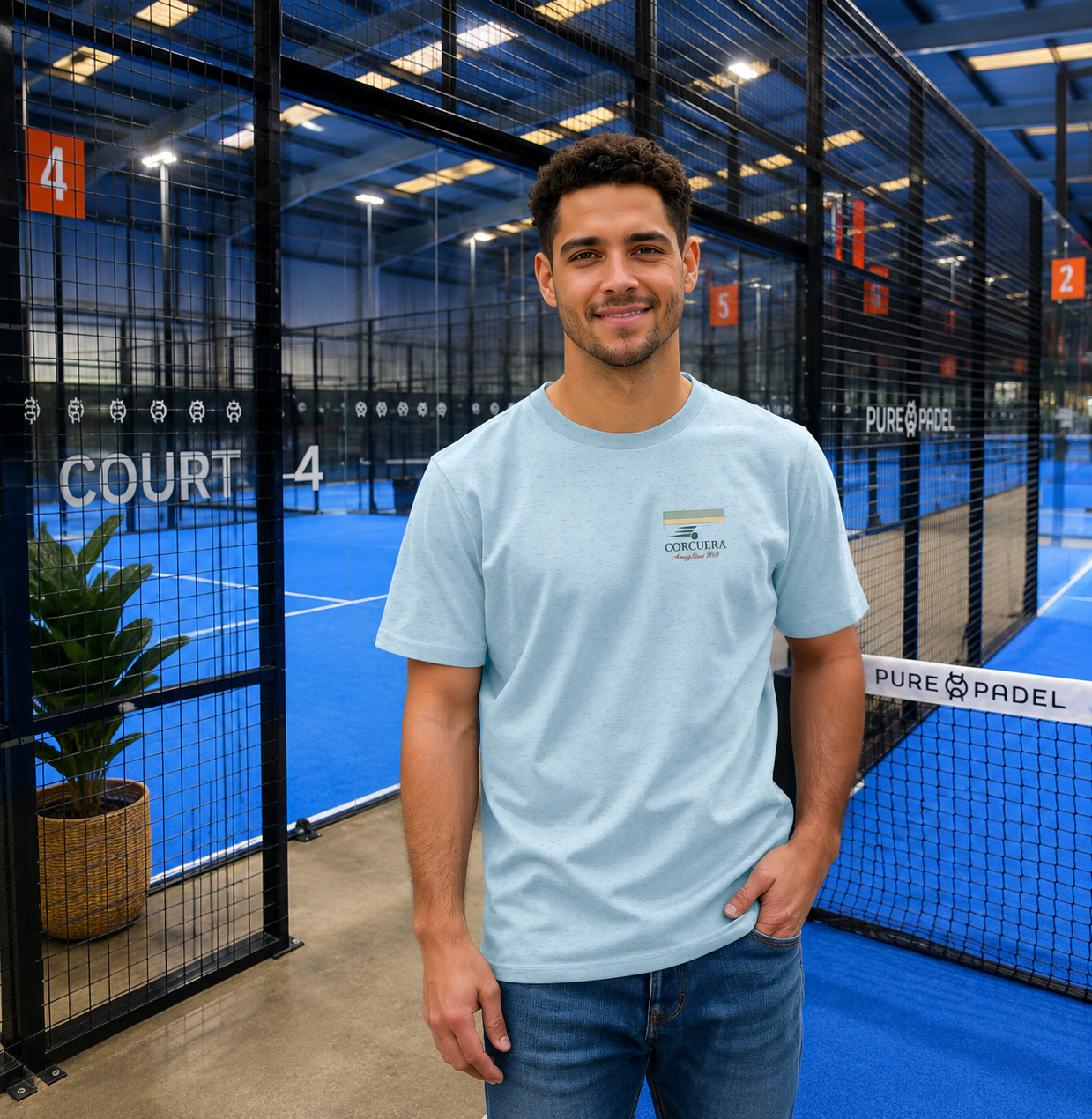 Heritage Acapulco 1969 Organic Luxury Padel T-Shirt lifestyle image at Pure Padel Nottingham