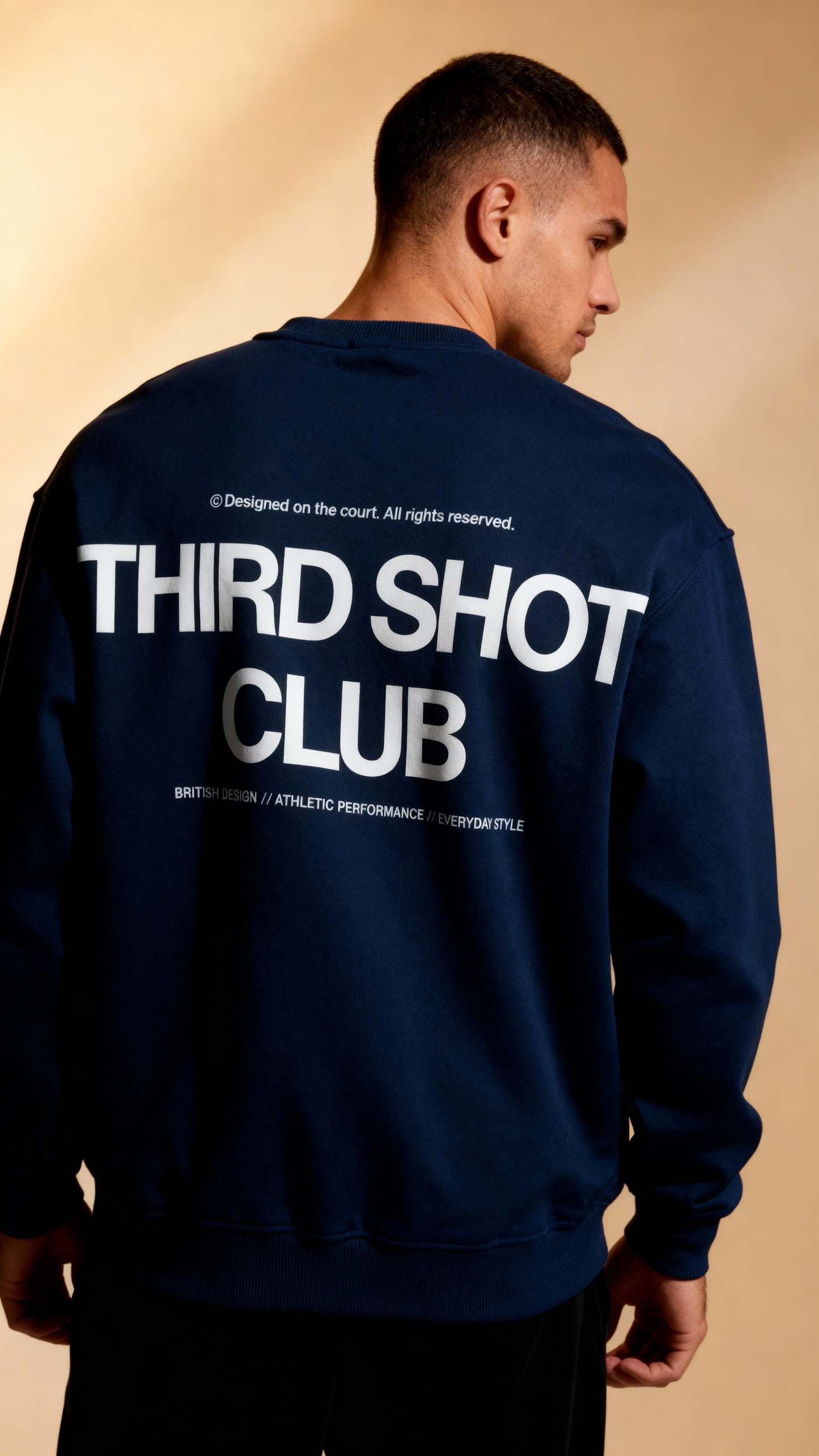 Third Shot Club Oversized Crew - Cream / Navy