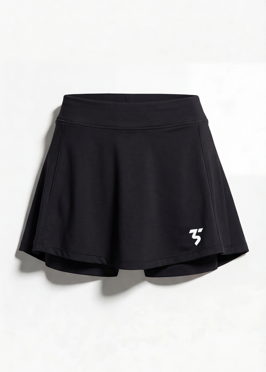 Black skirt with a logo on a white background