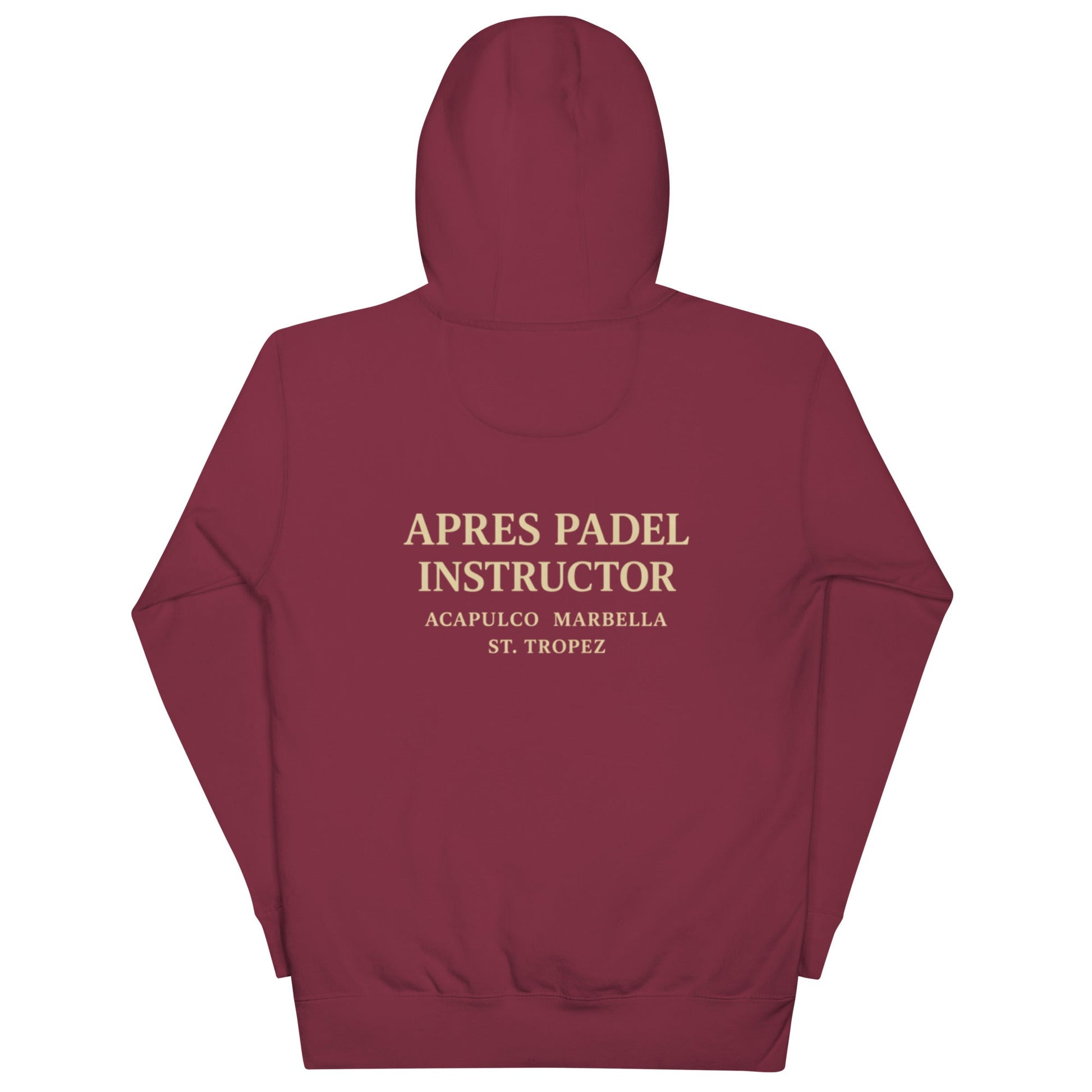 Après Padel Hoodie – unisex padel hoodie, maroon front | Corcuera Padel Club