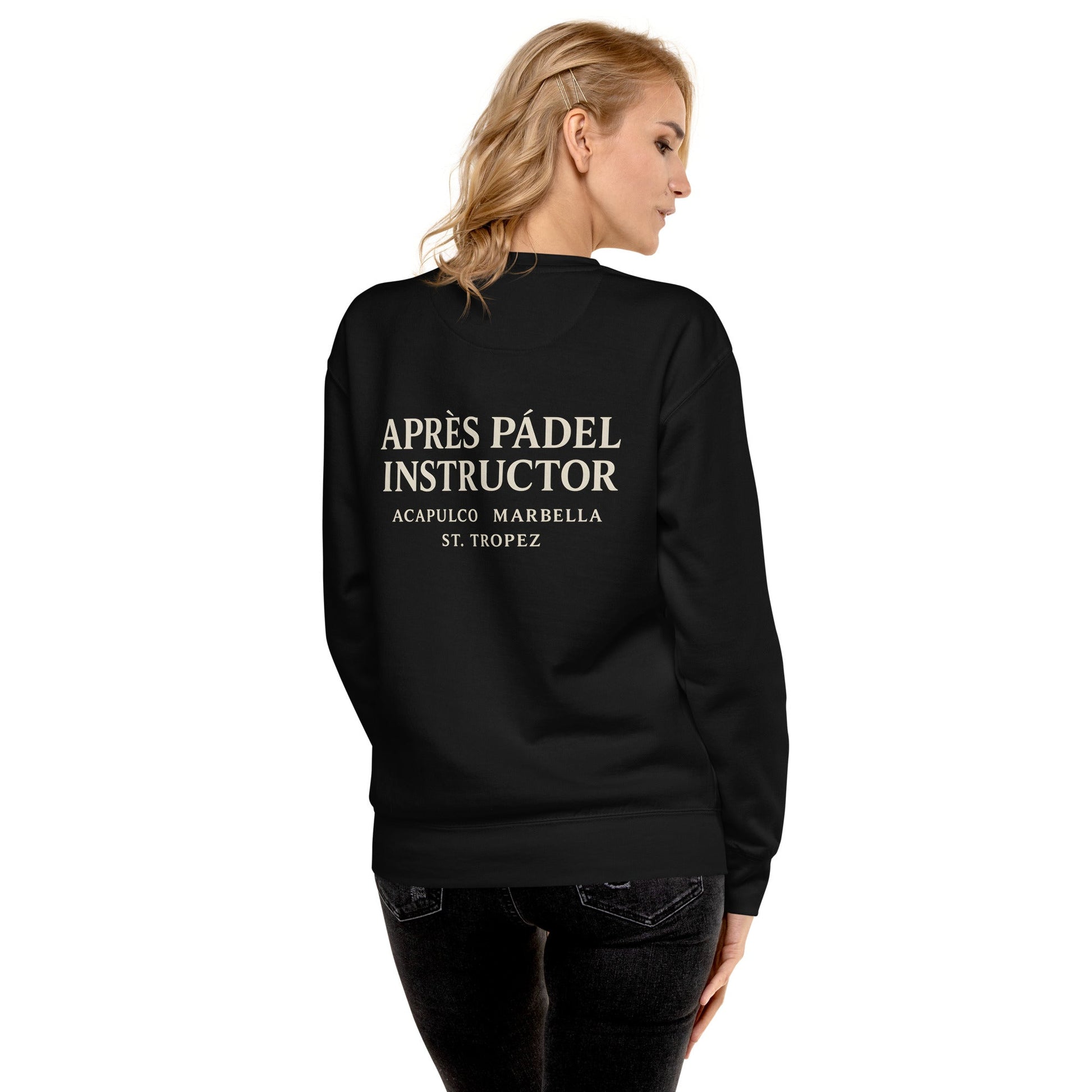 Après Padel Sweatshirt – unisex padel sweatshirt, black detail | Corcuera Padel Club