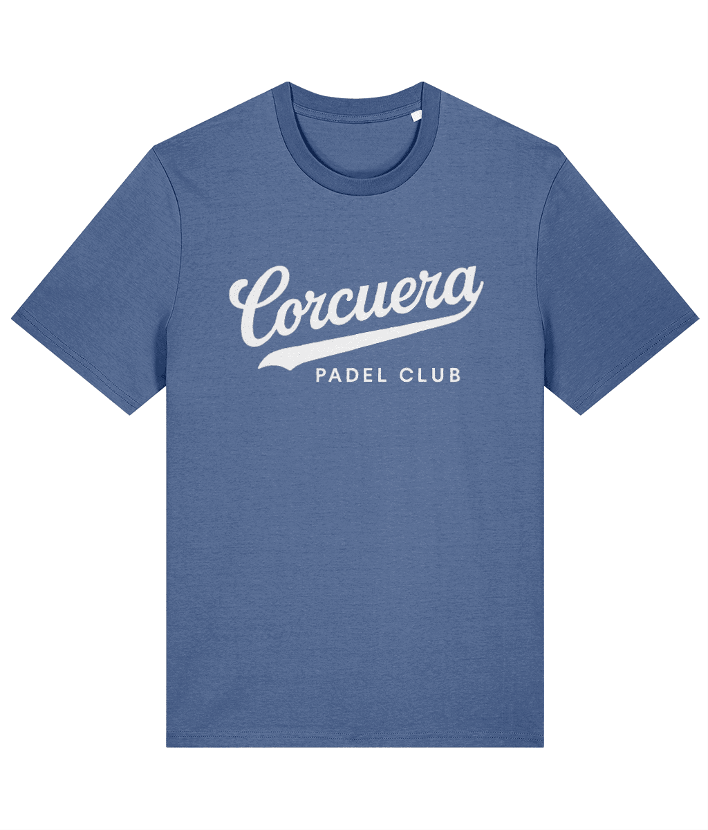 Autograph Originals Retro Baseball Padel T-Shirt – unisex bright blue padel tee, front | Corcuera Padel Club