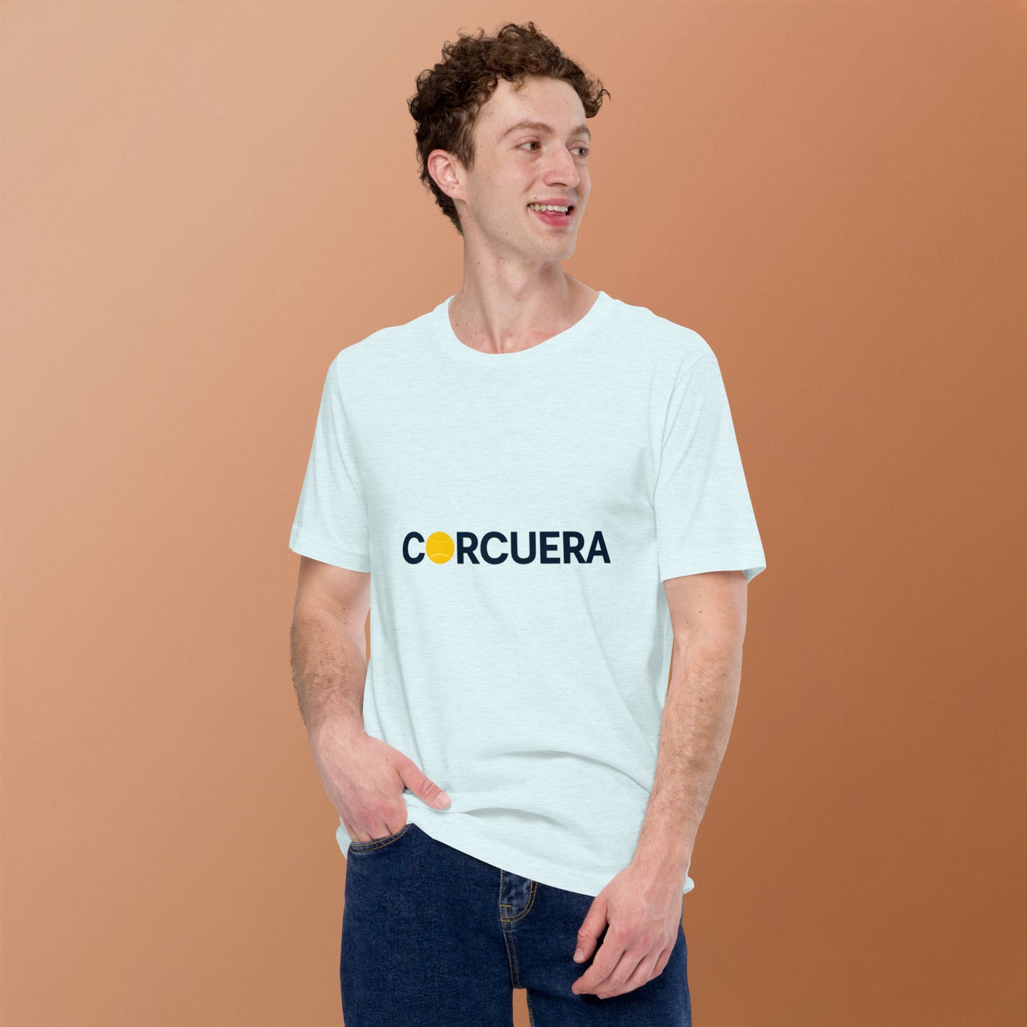Corcuera Essential Tee in white, back view showing shoulder taping