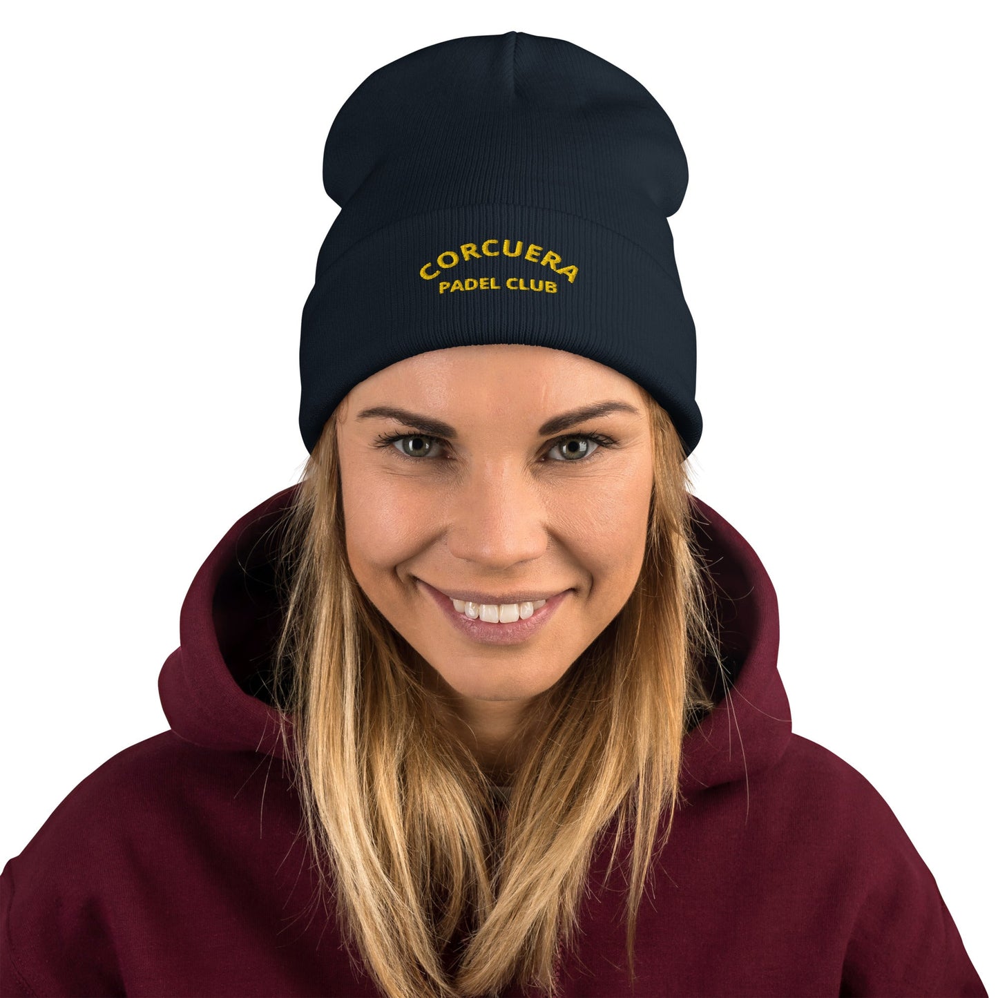 Corcuera Padel Club Embroidered Beanie – dark green padel beanie, front | Corcuera Padel Club