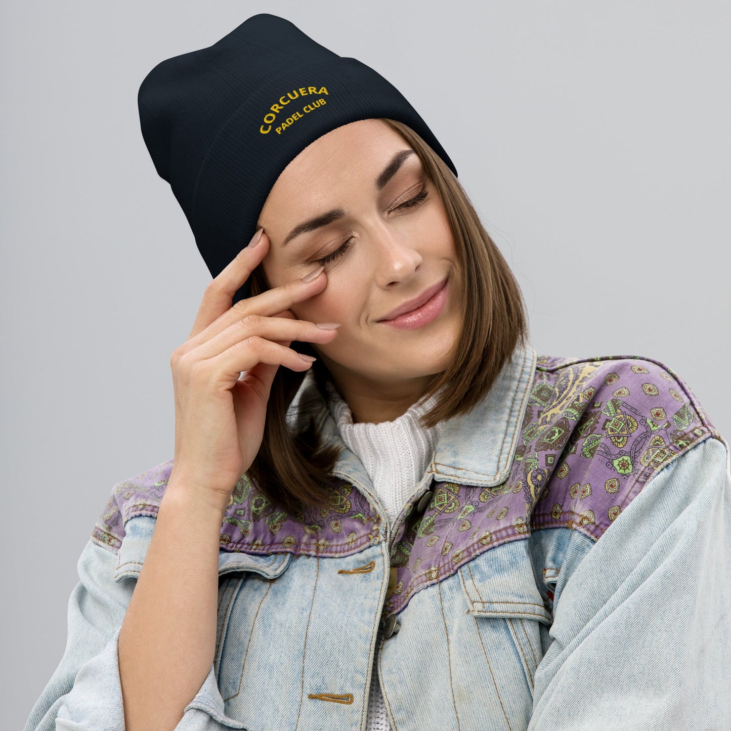 Corcuera Padel Club Embroidered Beanie – red padel beanie, front | Corcuera Padel Club