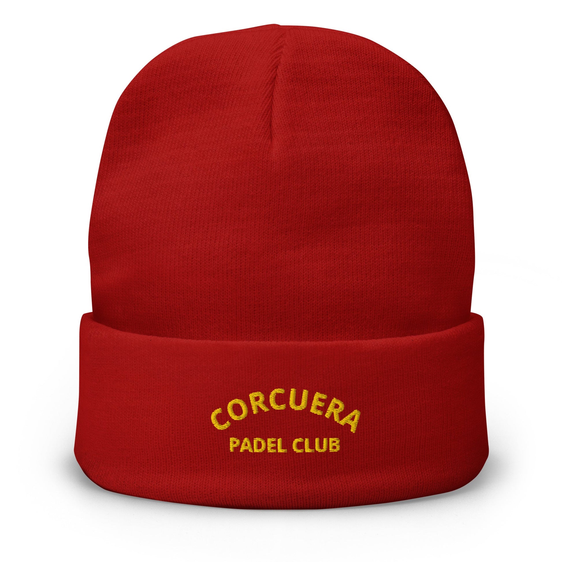 Corcuera Padel Club Embroidered Beanie – padel beanie, flat lay | Corcuera Padel Club