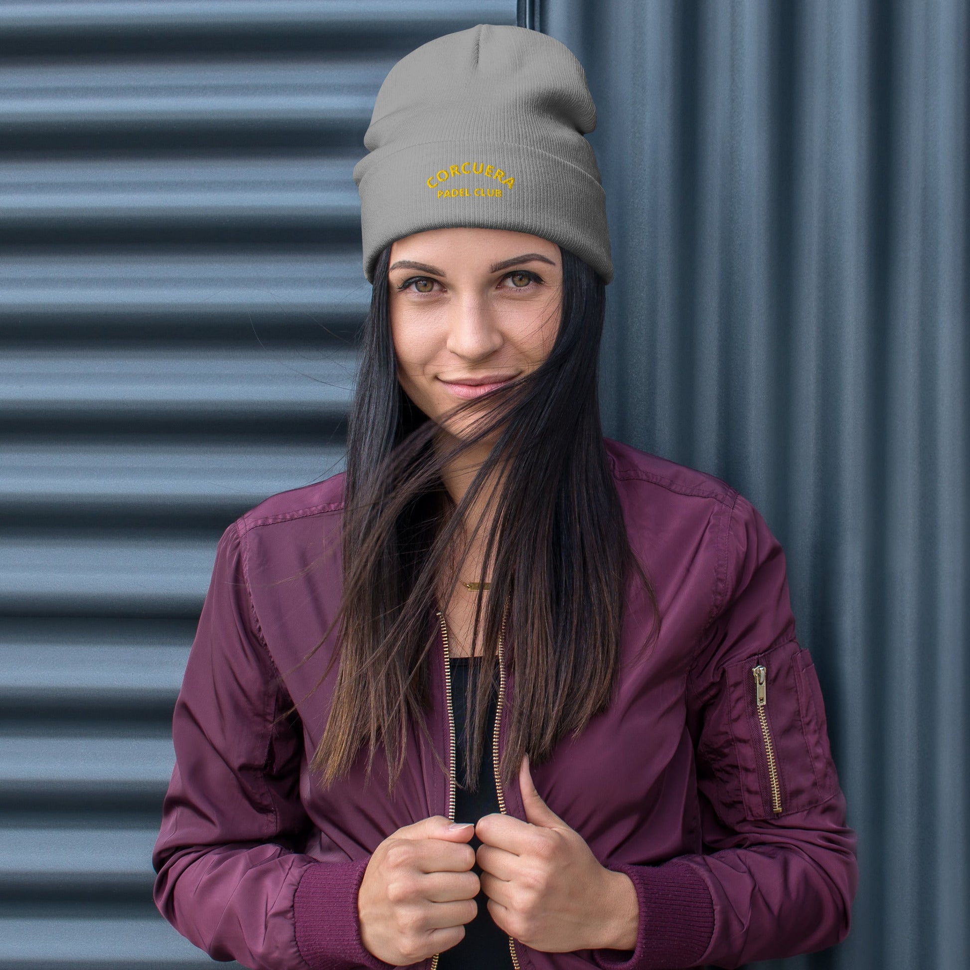Corcuera Padel Club Embroidered Beanie – padel beanie, worn shot | Corcuera Padel Club