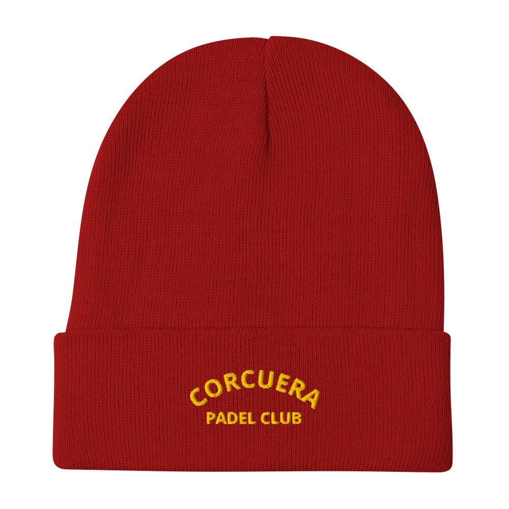 Corcuera Padel Club Embroidered Beanie – padel beanie, close-up | Corcuera Padel Club