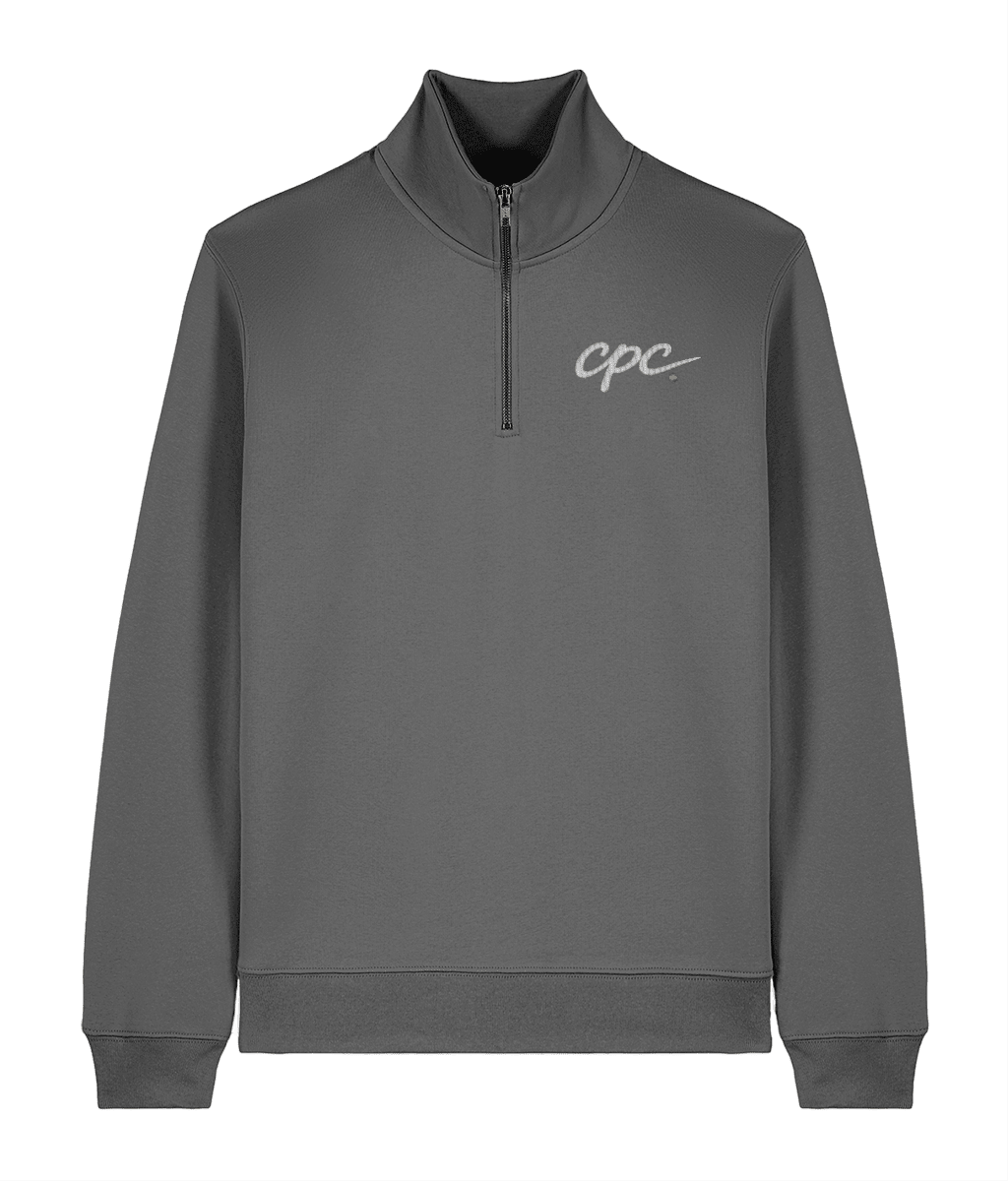 CPC 26 3/4 Zip Padel Sweatshirt – unisex anthracite padel quarter-zip, front | Corcuera Padel Club