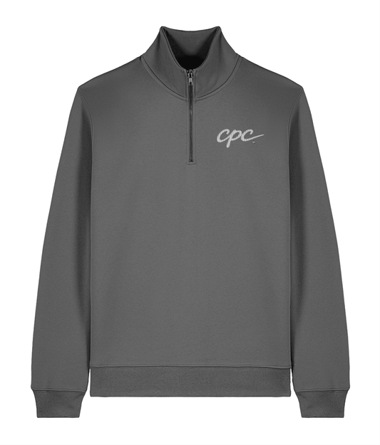 CPC 26 3/4 Zip Padel Sweatshirt – unisex anthracite padel quarter-zip, front | Corcuera Padel Club