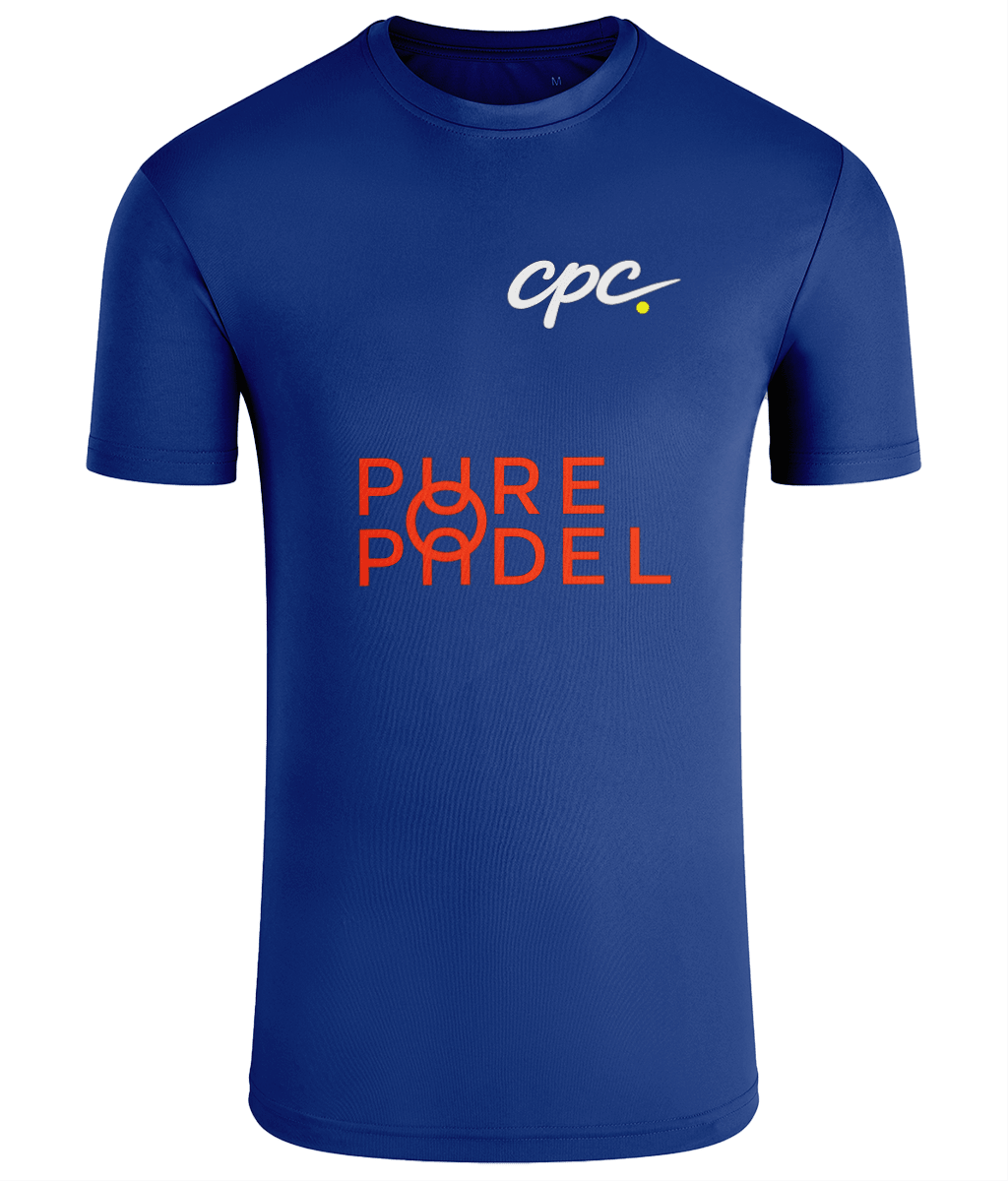 CPC 26 Pure Padel Coaches T-Shirt – unisex bright purple padel tee, front | Corcuera Padel Club