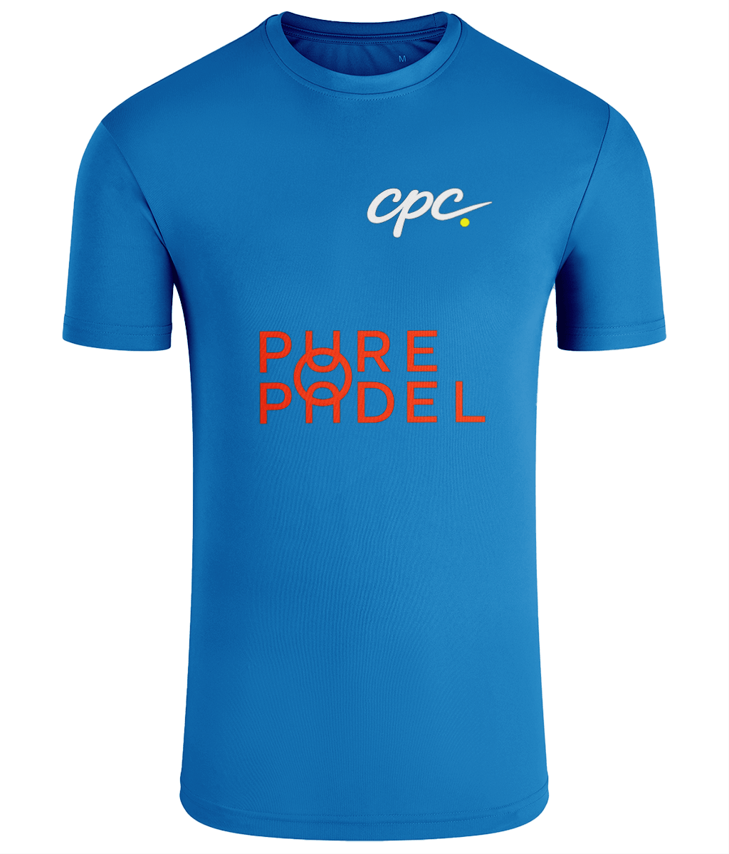 CPC 26 Pure Padel Coaches T-Shirt – unisex cornflower padel tee, front | Corcuera Padel Club