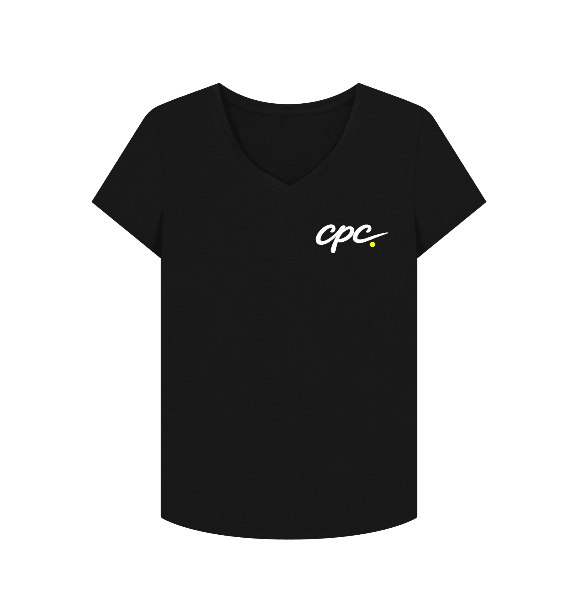 CPC 26 Women's V-Neck Organic Padel T-Shirt – women's organic padel tee, front | Corcuera Padel Club