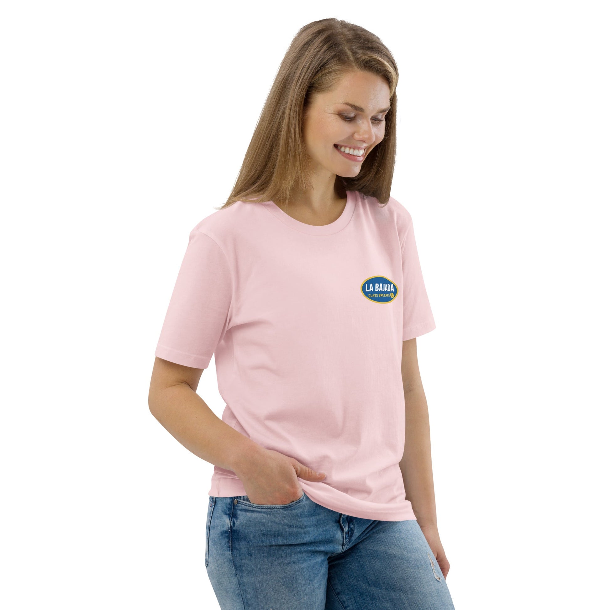 La Bajada Padel T-Shirt – men's pink padel tee, flat lay | Corcuera Padel Club