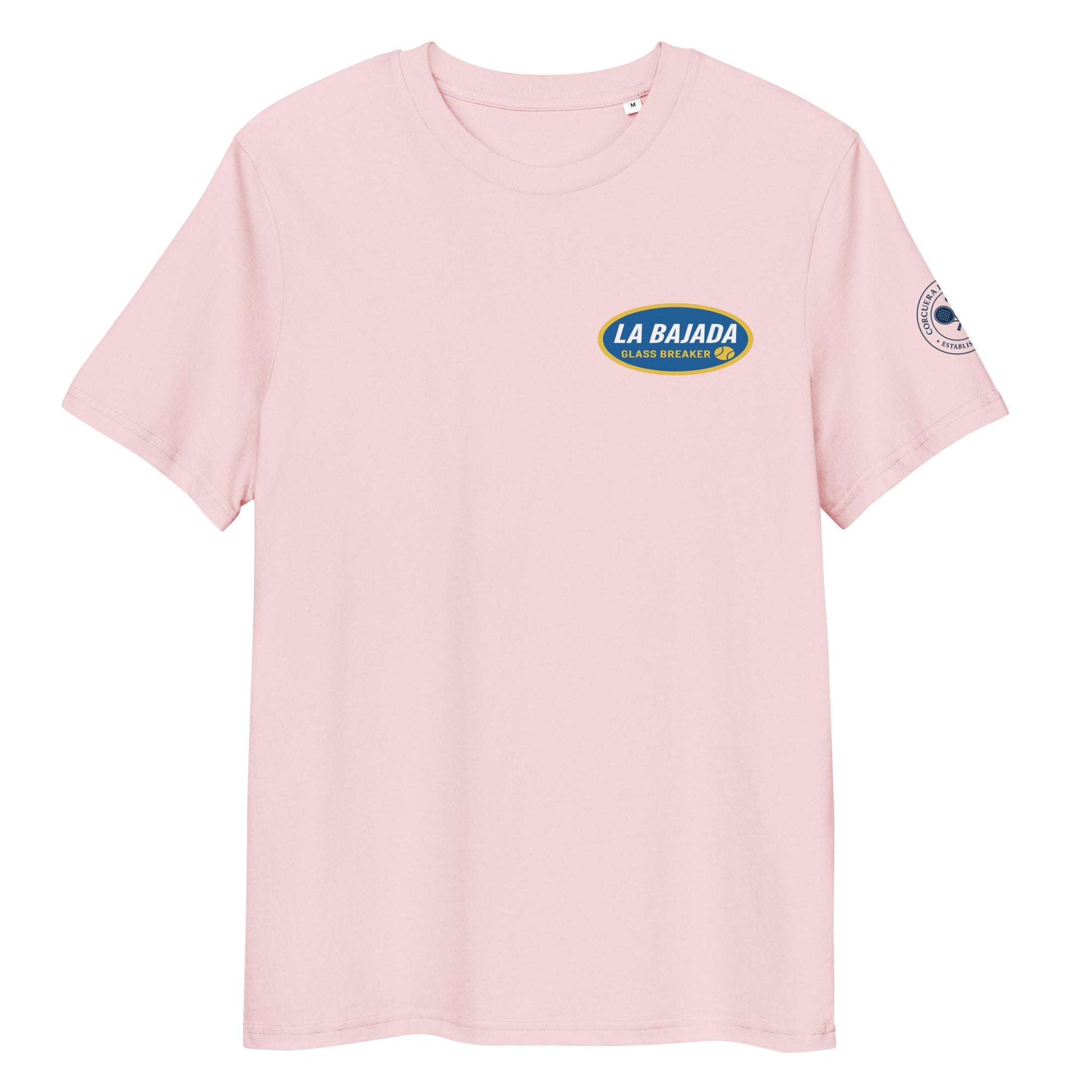 La Bajada Padel T-Shirt – men's pink padel tee, front | Corcuera Padel Club