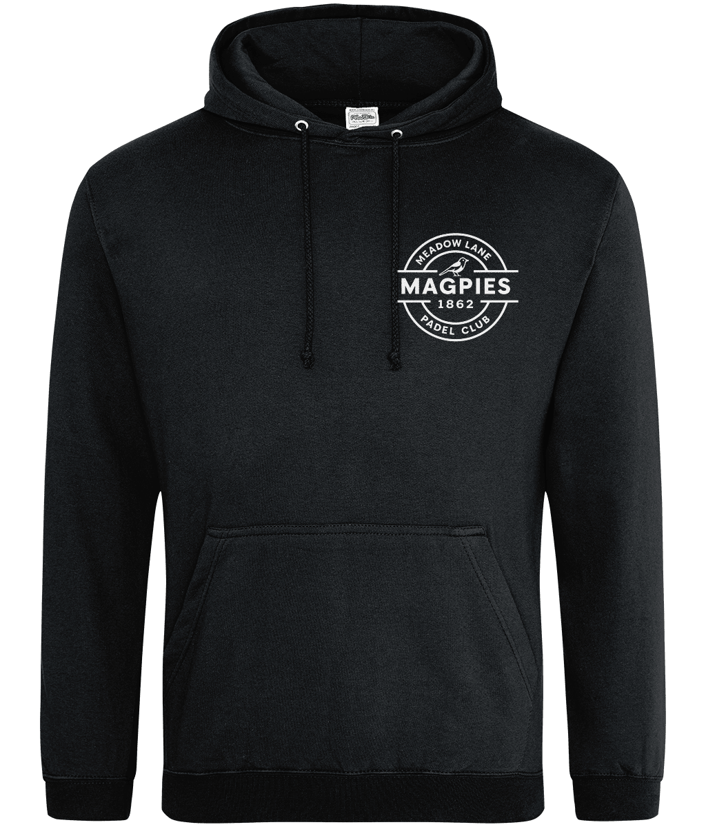 Notts Magpies Padel Club College Style Hoodie – unisex graphite heather padel hoodie, front | Corcuera Padel Club