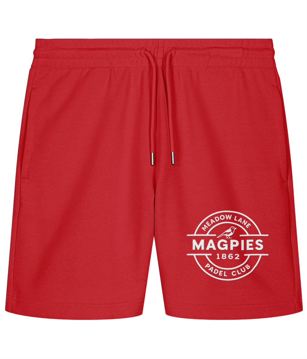 Notts Magpies Padel Club Training Shorts – unisex red padel training shorts, front | Corcuera Padel Club