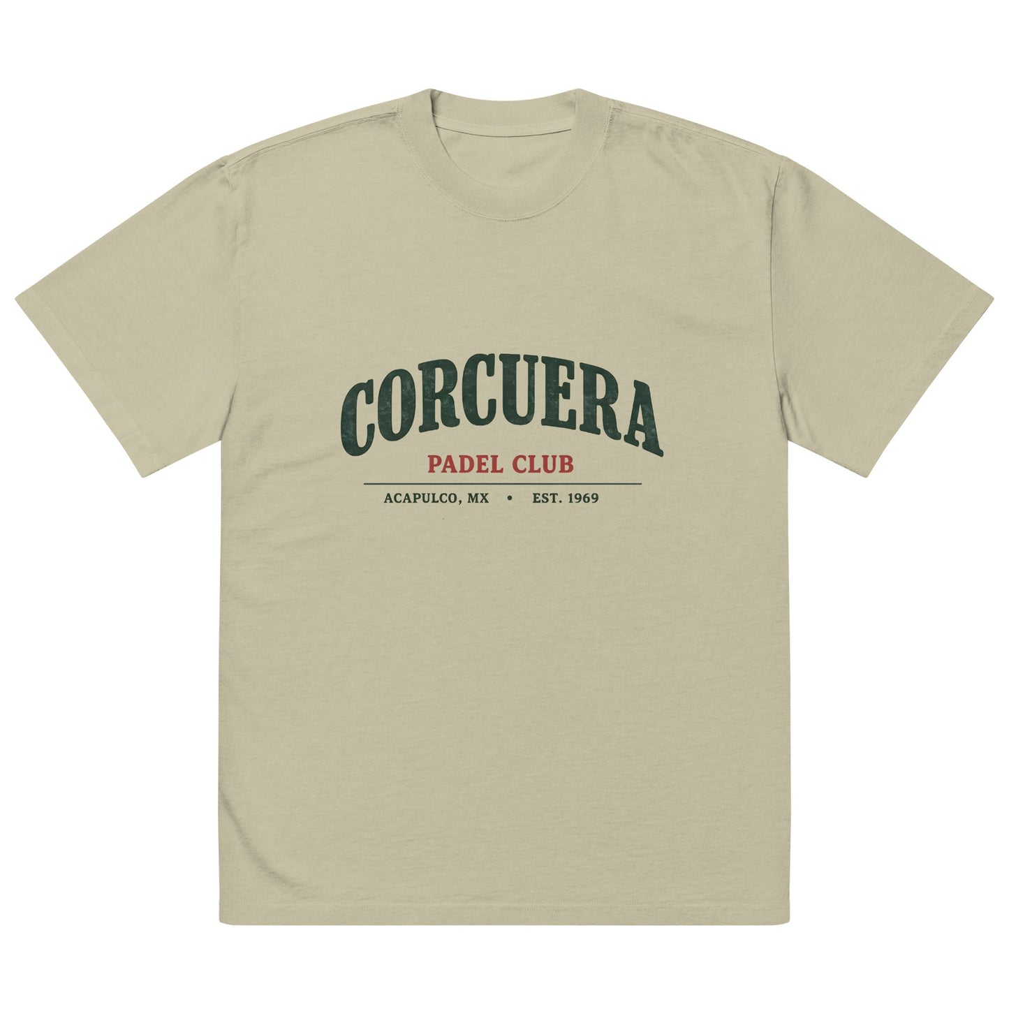 OG Oversized Faded Padel T-Shirt – unisex faded padel tee, close-up | Corcuera Padel Club