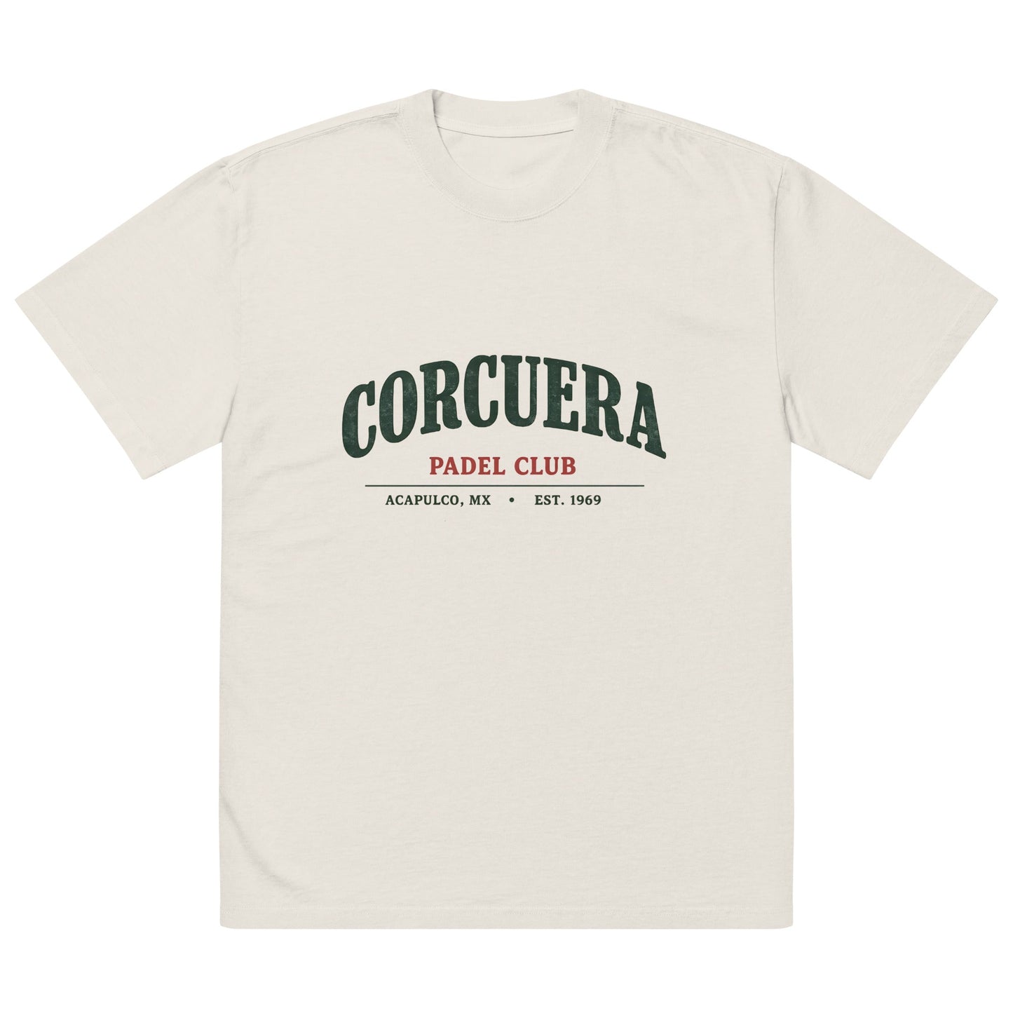 OG Oversized Faded Padel T-Shirt – unisex faded padel tee, front | Corcuera Padel Club
