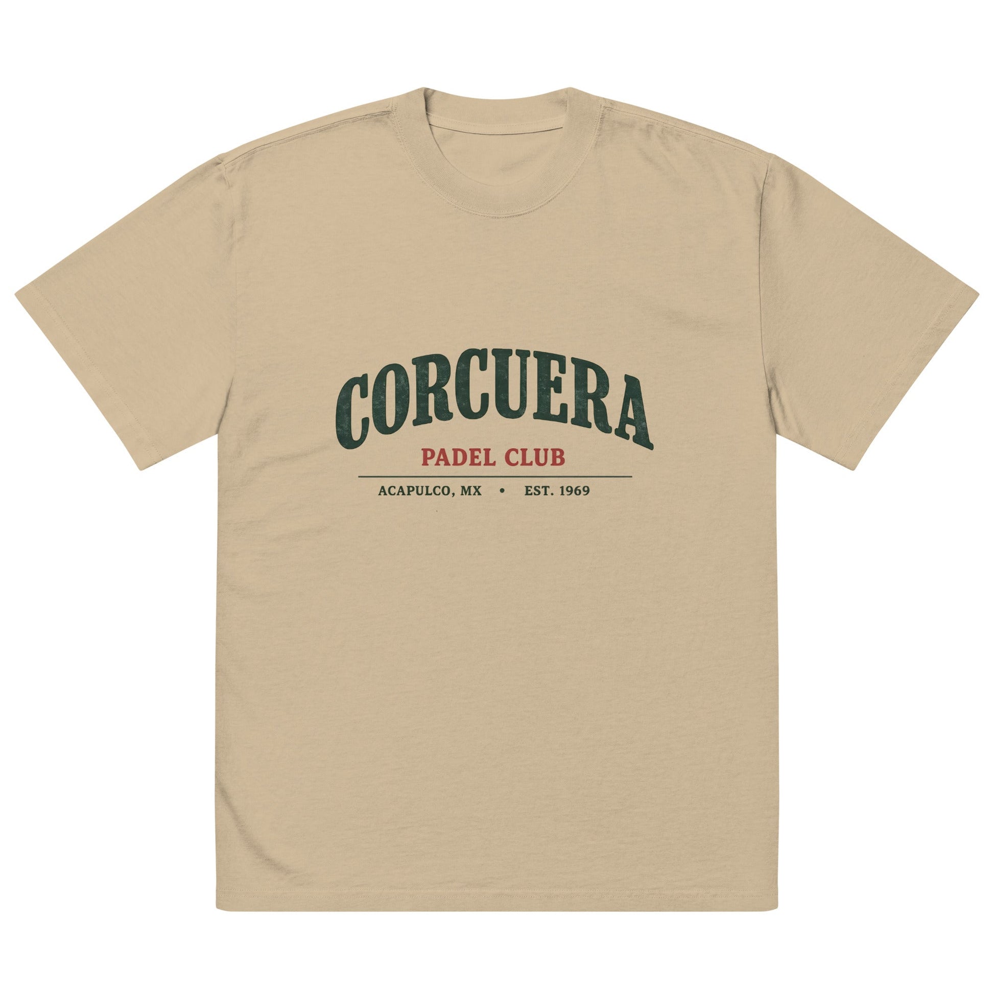 OG Oversized Faded Padel T-Shirt – unisex faded padel tee, flat lay | Corcuera Padel Club