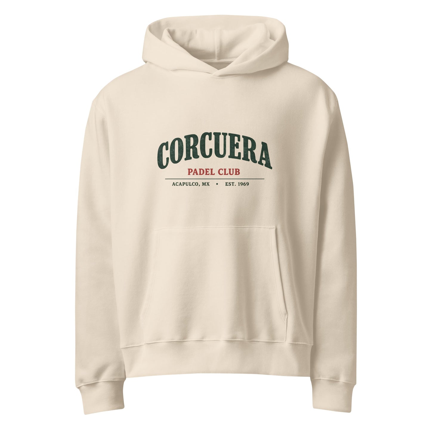 OG Oversized Heavyweight Padel Hoodie – unisex padel hoodie, styled shot | Corcuera Padel Club