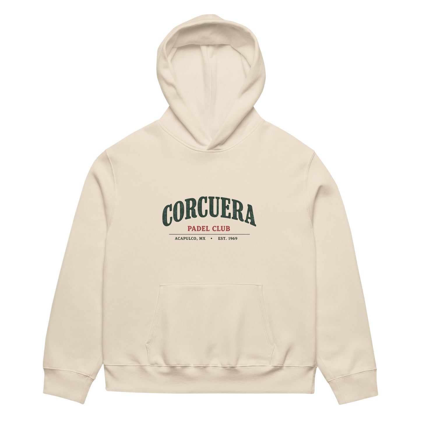 OG Oversized Heavyweight Padel Hoodie – unisex padel hoodie, front | Corcuera Padel Club