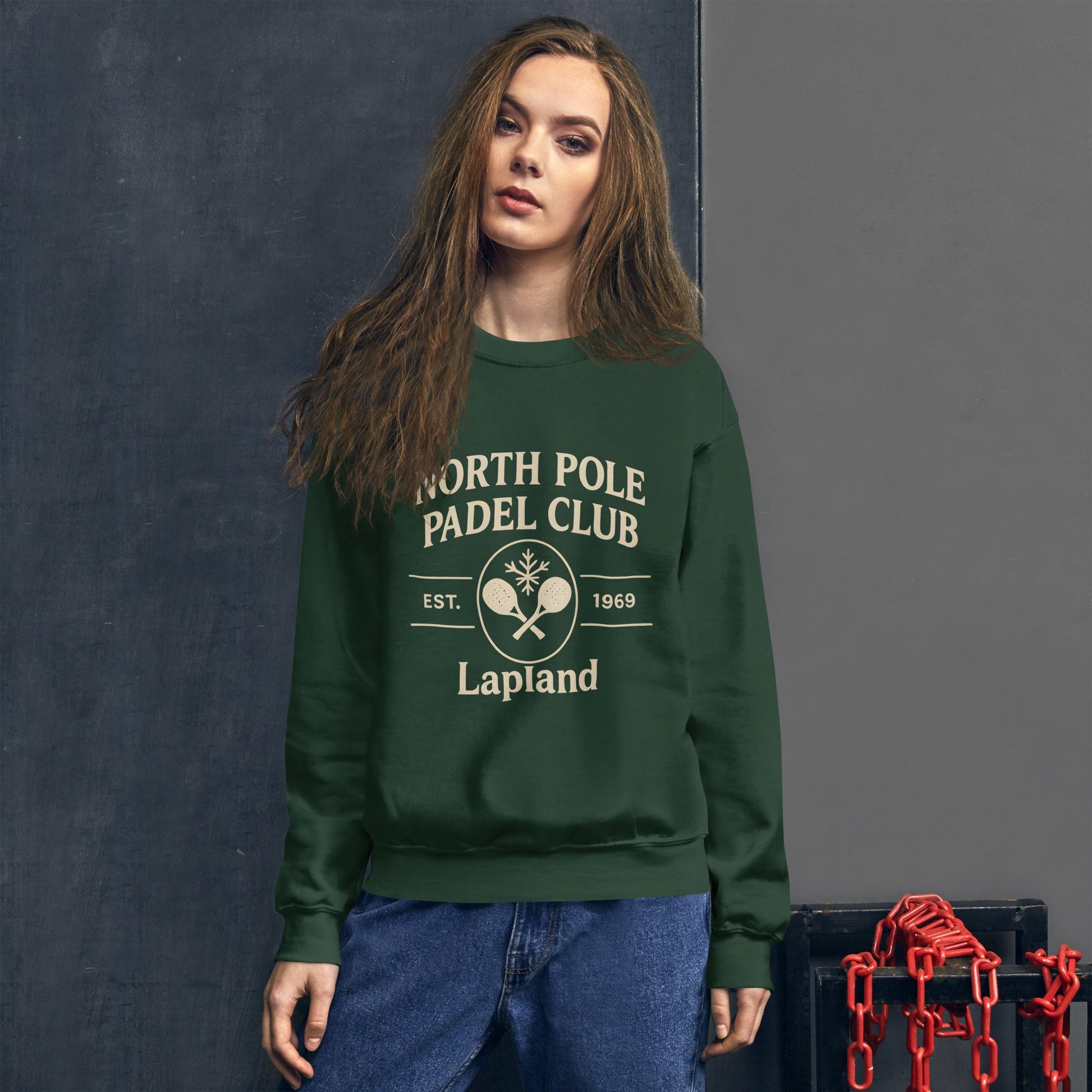 Padel North Pole Christmas Jumper — Unisex Sweatshirt Green - Corcuera Padel Club
