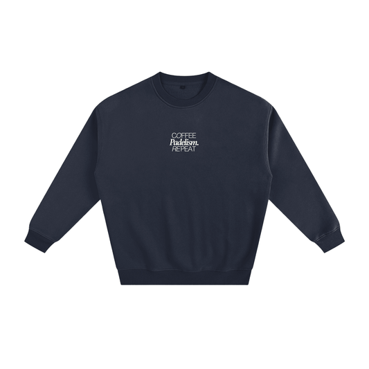 Padelism Coffee Repeat Padel Sweatshirt – unisex padel sweatshirt, front | Corcuera Padel Club