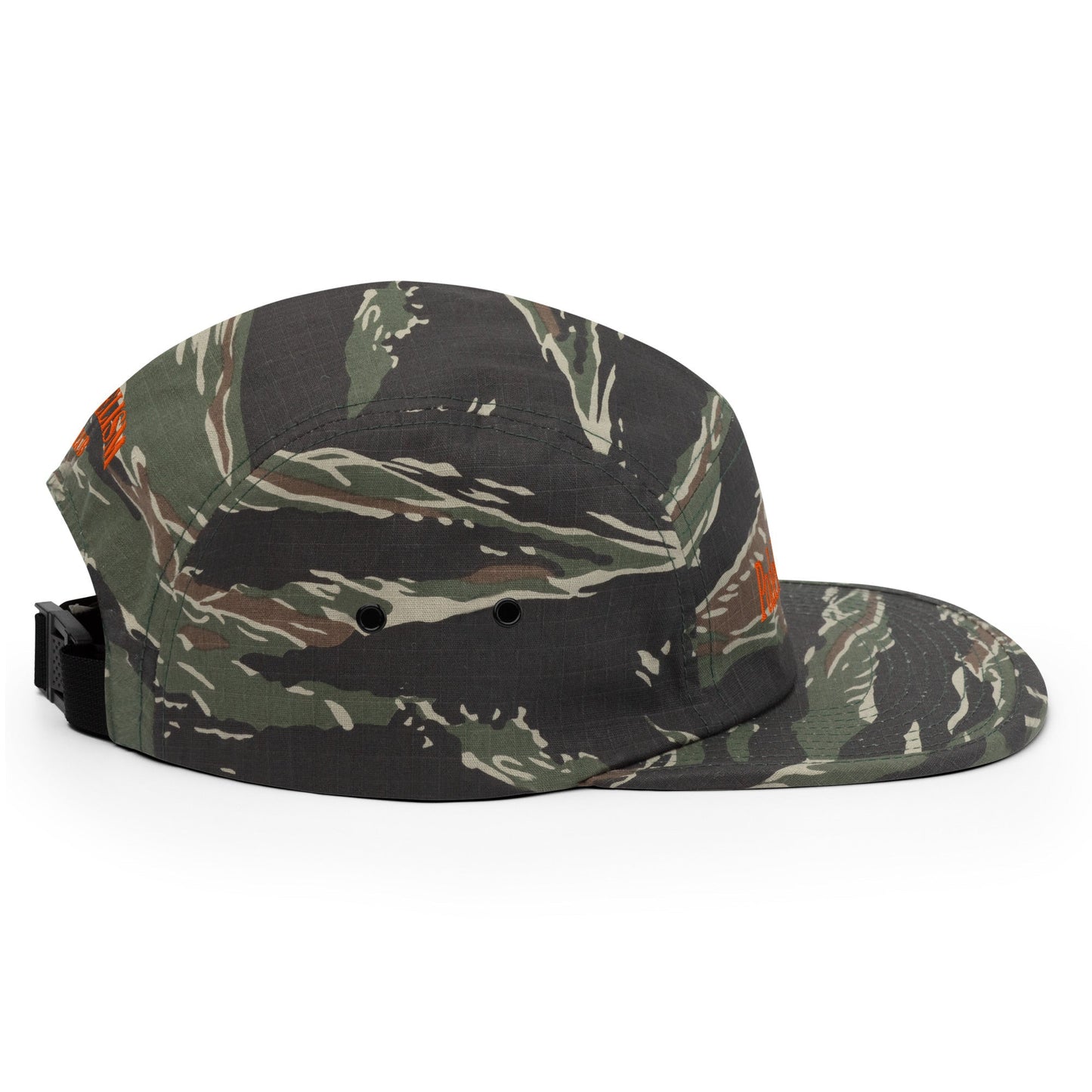 Padelism Friends + Family Padel Camo Five Panel Cap – unisex camo padel cap, worn shot | Corcuera Padel Club