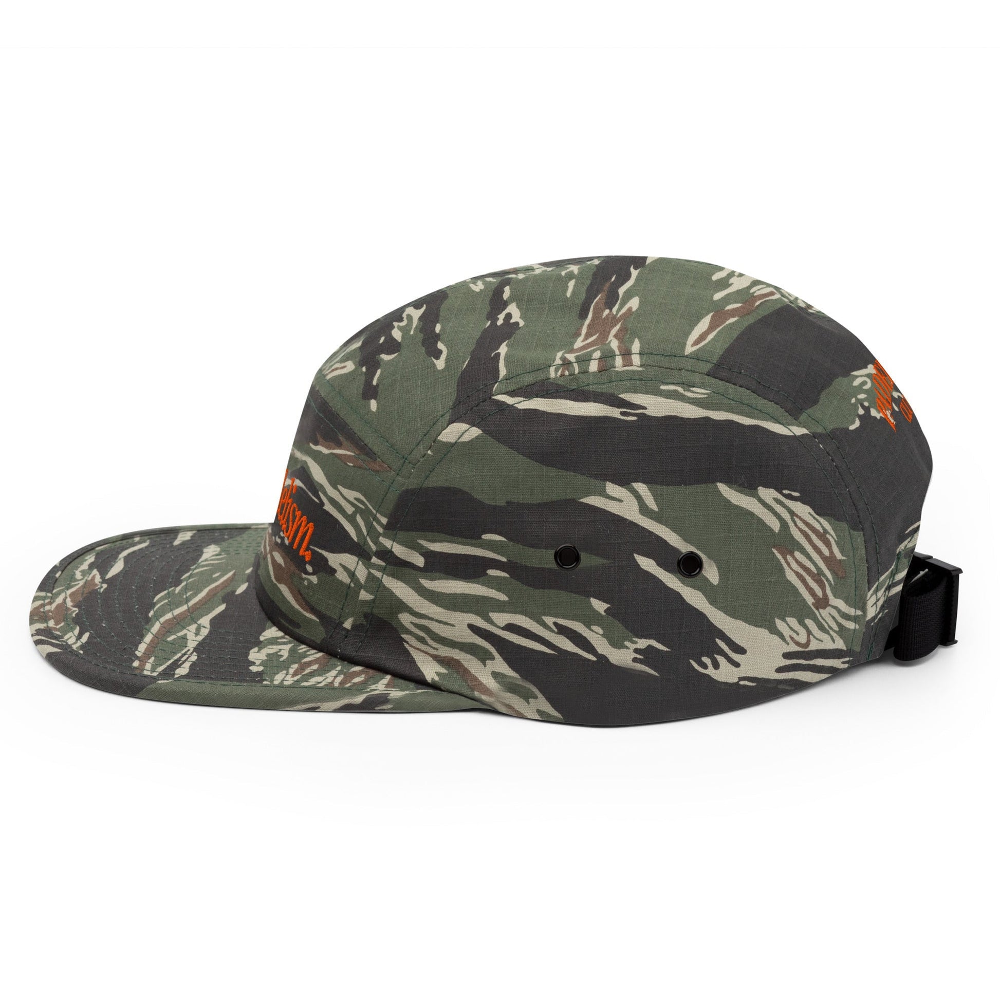Padelism Friends + Family Padel Camo Five Panel Cap – unisex camo padel cap, detail | Corcuera Padel Club