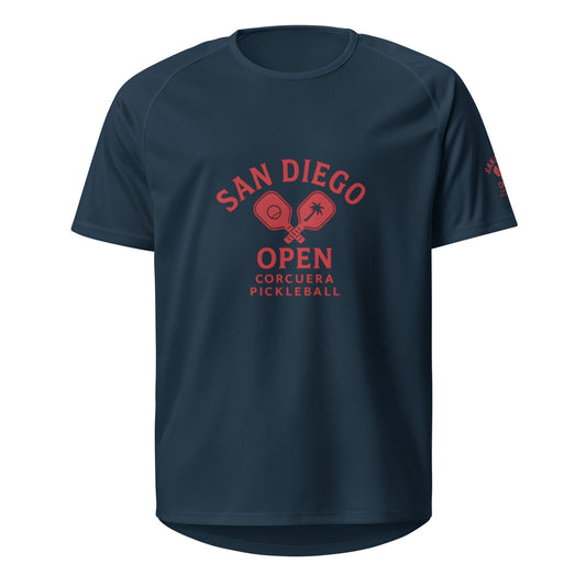Pickleball San Diego Open Jersey Red Design – unisex pickleball jersey, french navy front | Corcuera Padel Club