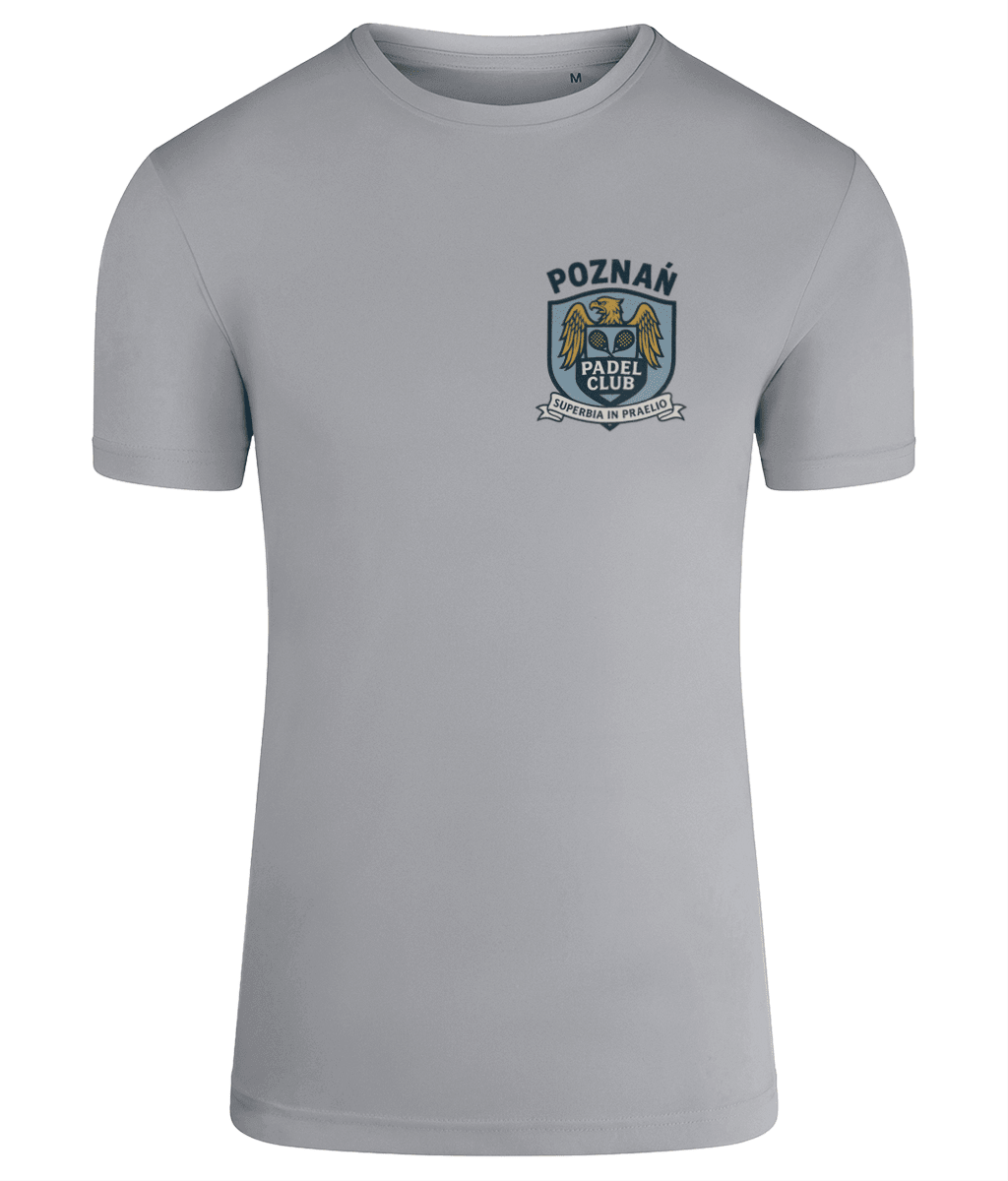 Poznan Padel Club Player T-Shirt – unisex sapphire padel tee, front | Corcuera Padel Club