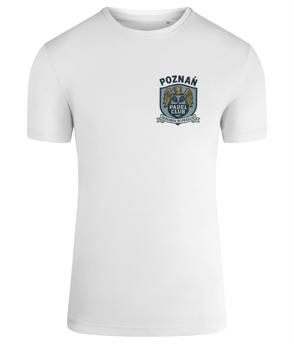 Poznan Padel Club Player T-Shirt – unisex white padel tee, front | Corcuera Padel Club