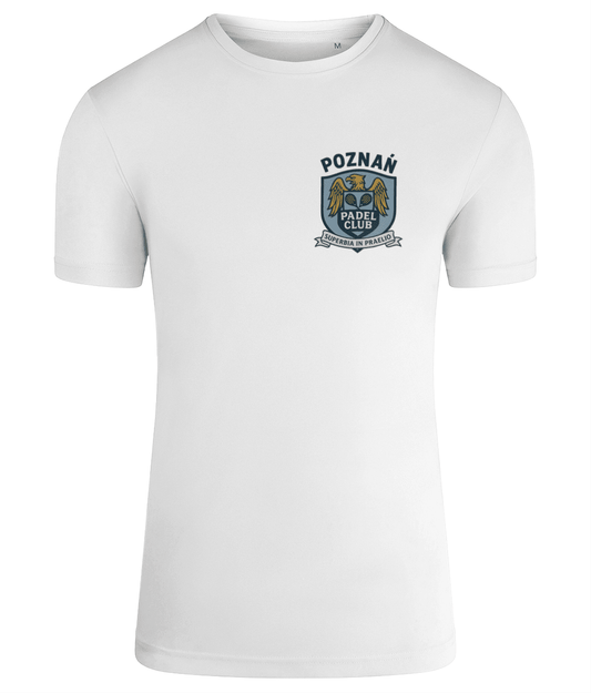 Poznan Padel Club Player T-Shirt – unisex white padel tee, front | Corcuera Padel Club