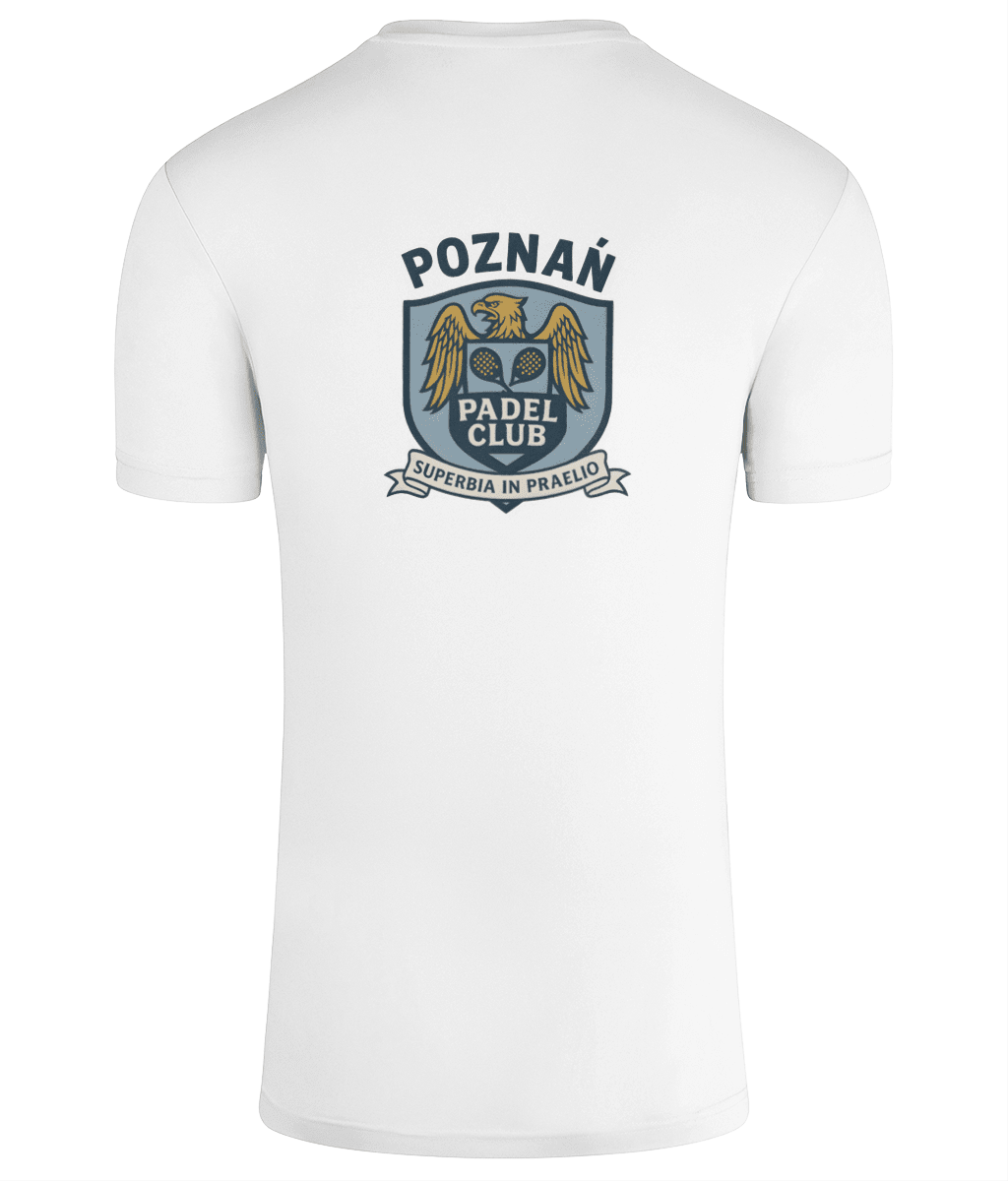Poznan Padel Club Player T-Shirt – unisex silver melange padel tee, front | Corcuera Padel Club
