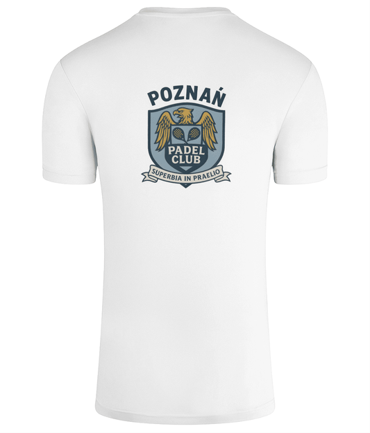 Poznan Padel Club Player T-Shirt – unisex silver melange padel tee, front | Corcuera Padel Club