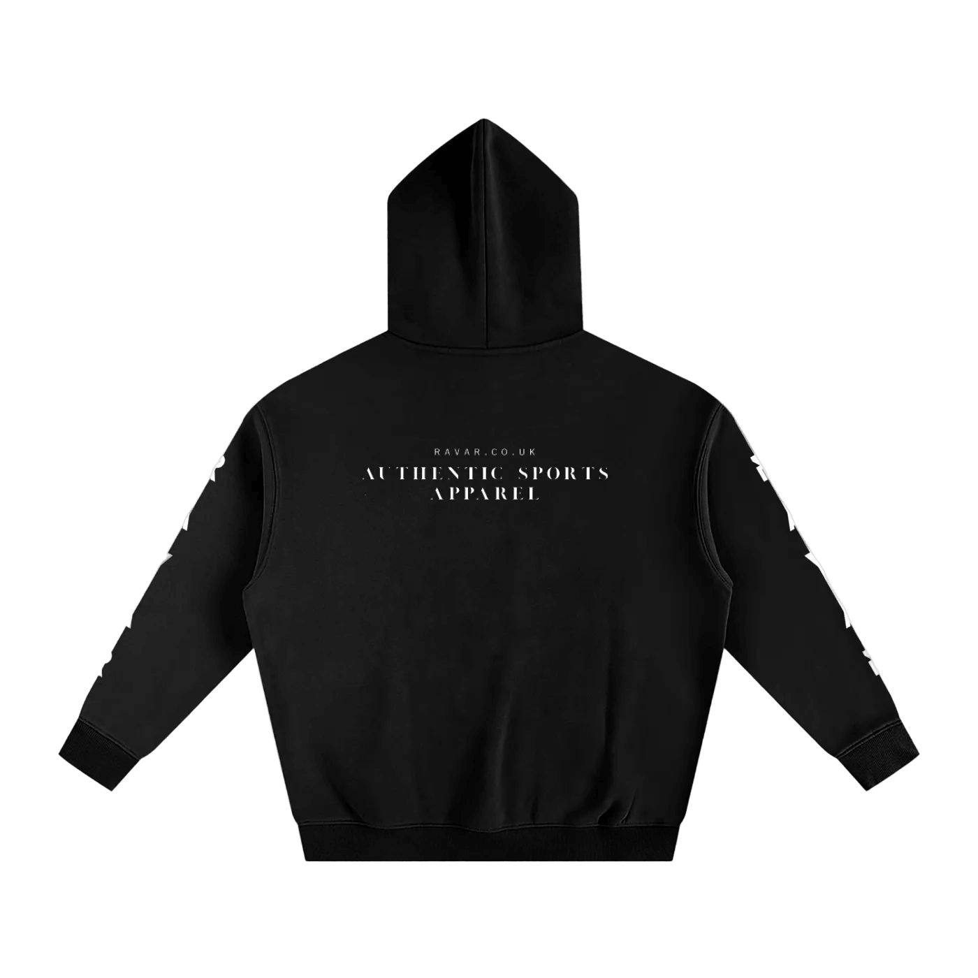 Ravar Arm-Print Heavyweight Padel Hoodie – unisex black padel hoodie, front | Corcuera Padel Club