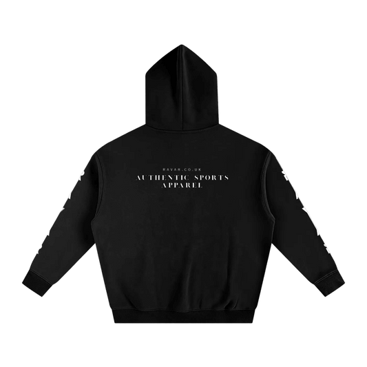 Ravar Arm-Print Heavyweight Padel Hoodie – unisex black padel hoodie, front | Corcuera Padel Club