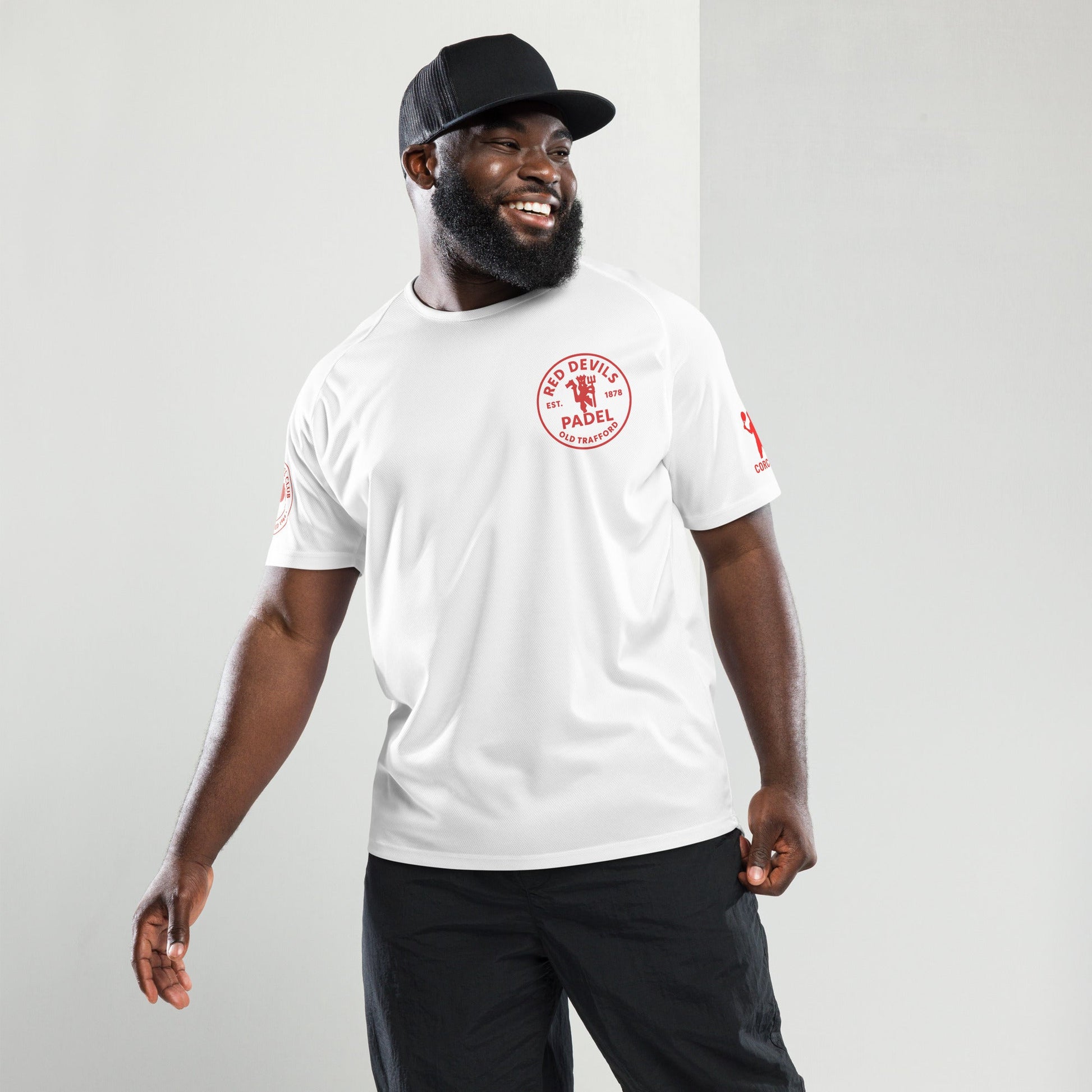 Red Devils Old Trafford Padel Club Player Shirt – unisex football-inspired padel jersey, back | Corcuera Padel Club