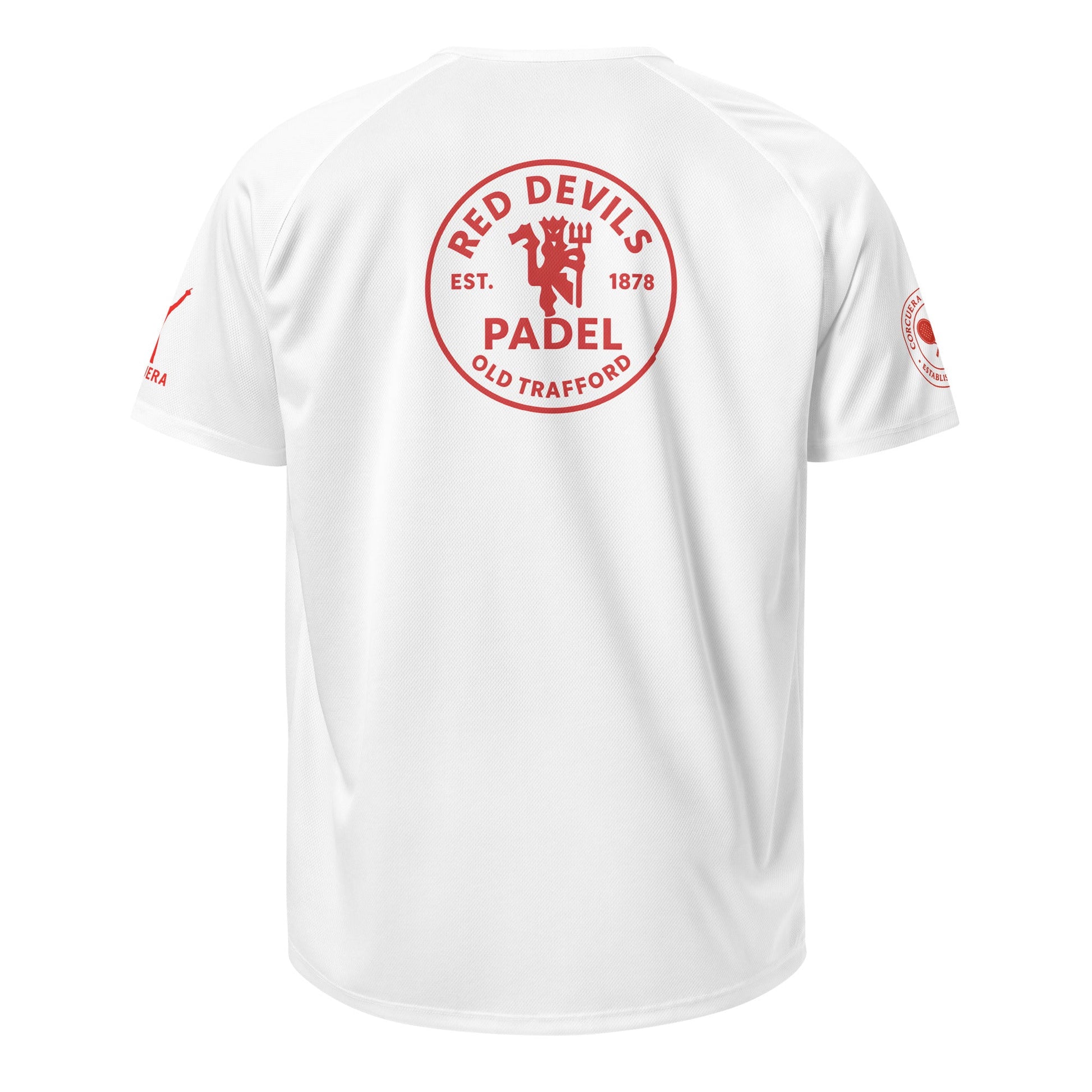Red Devils Old Trafford Padel Club Player Shirt – unisex padel jersey, detail | Corcuera Padel Club